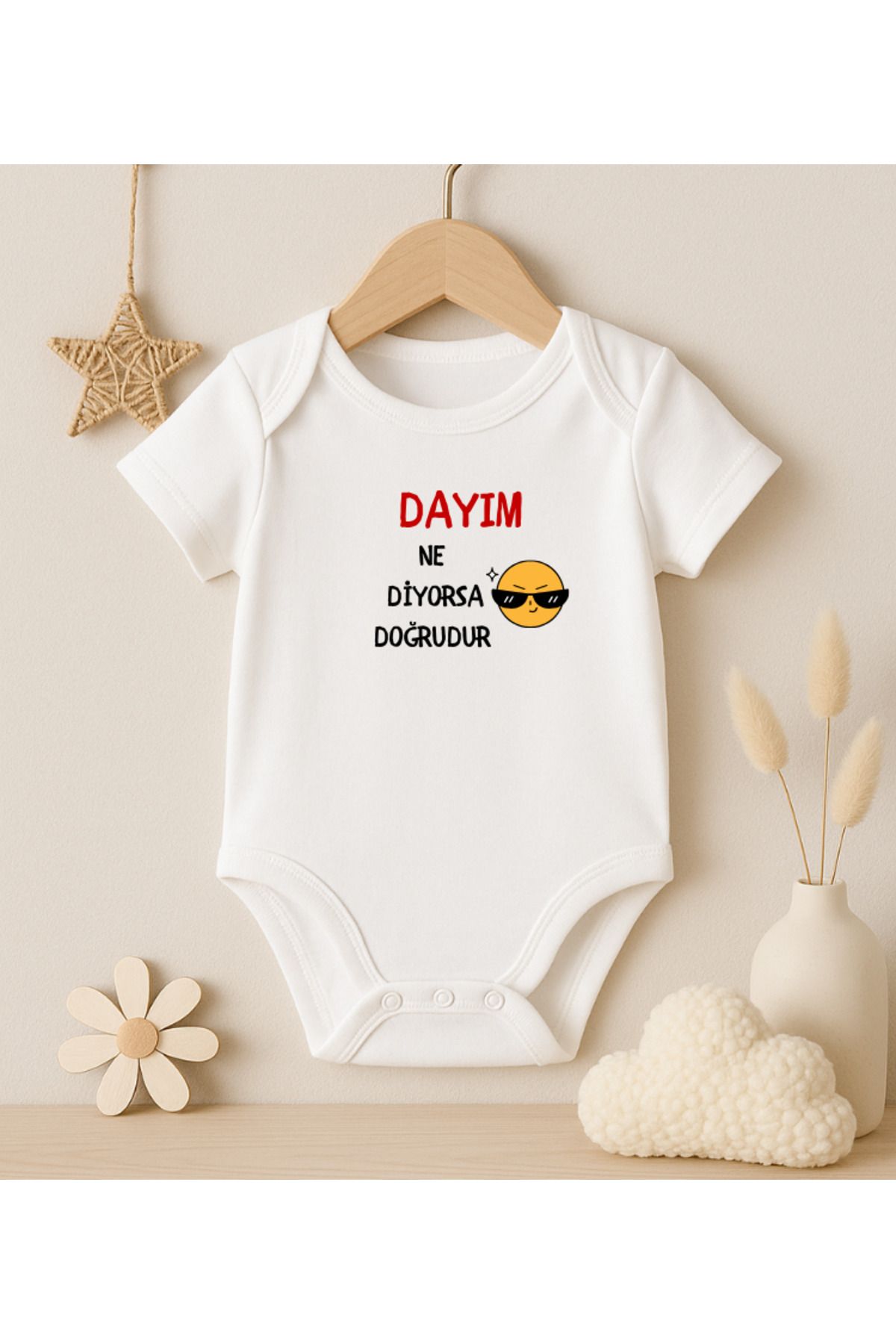 MODAT Dayım Ne Diyorsa Doğrudur Yazılı Baskılı Bebek badi zıbın