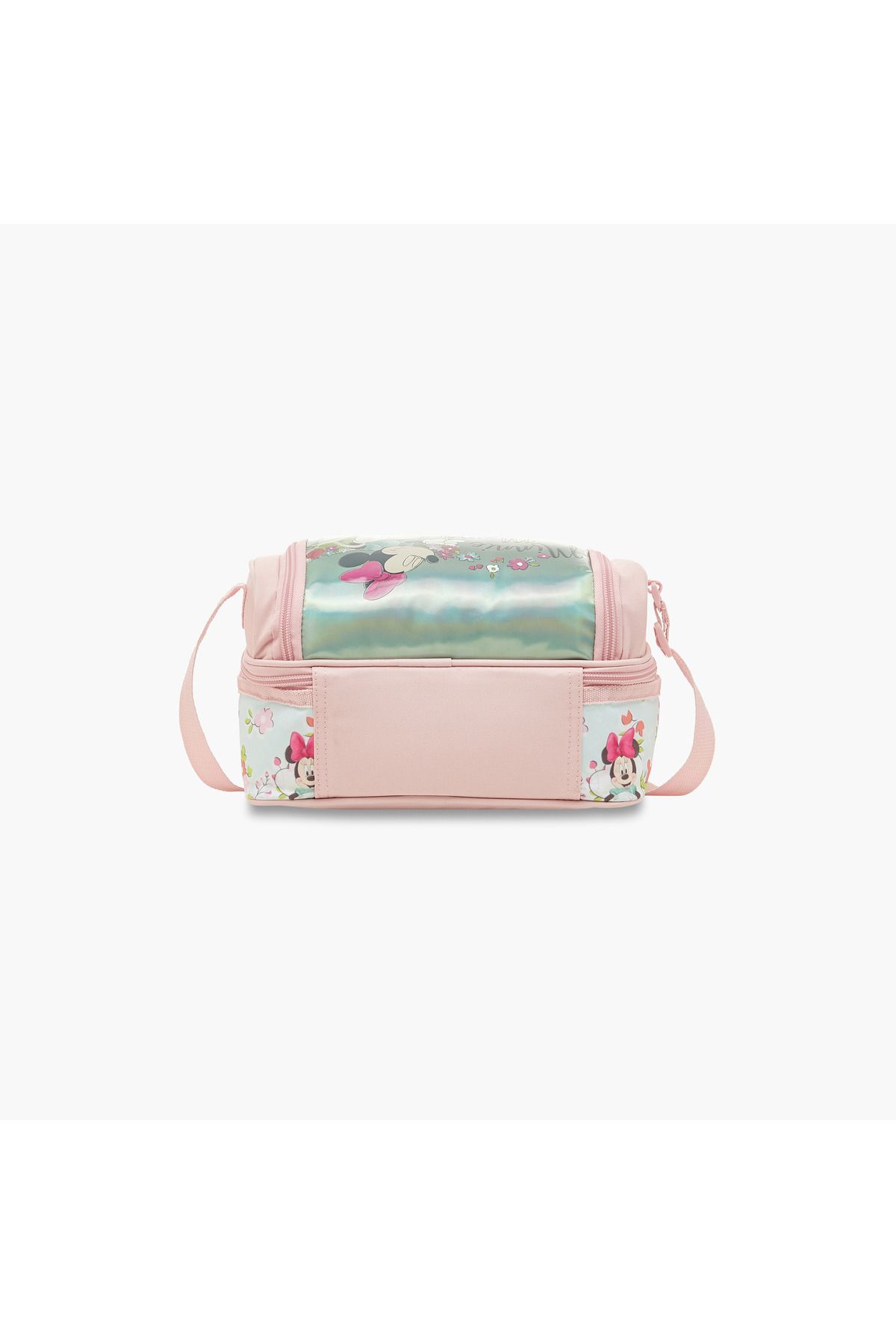 Disney-Minnie Mouse Print Double Layer Lunch Bag with Adjustable Strap and Zip Closure 5
