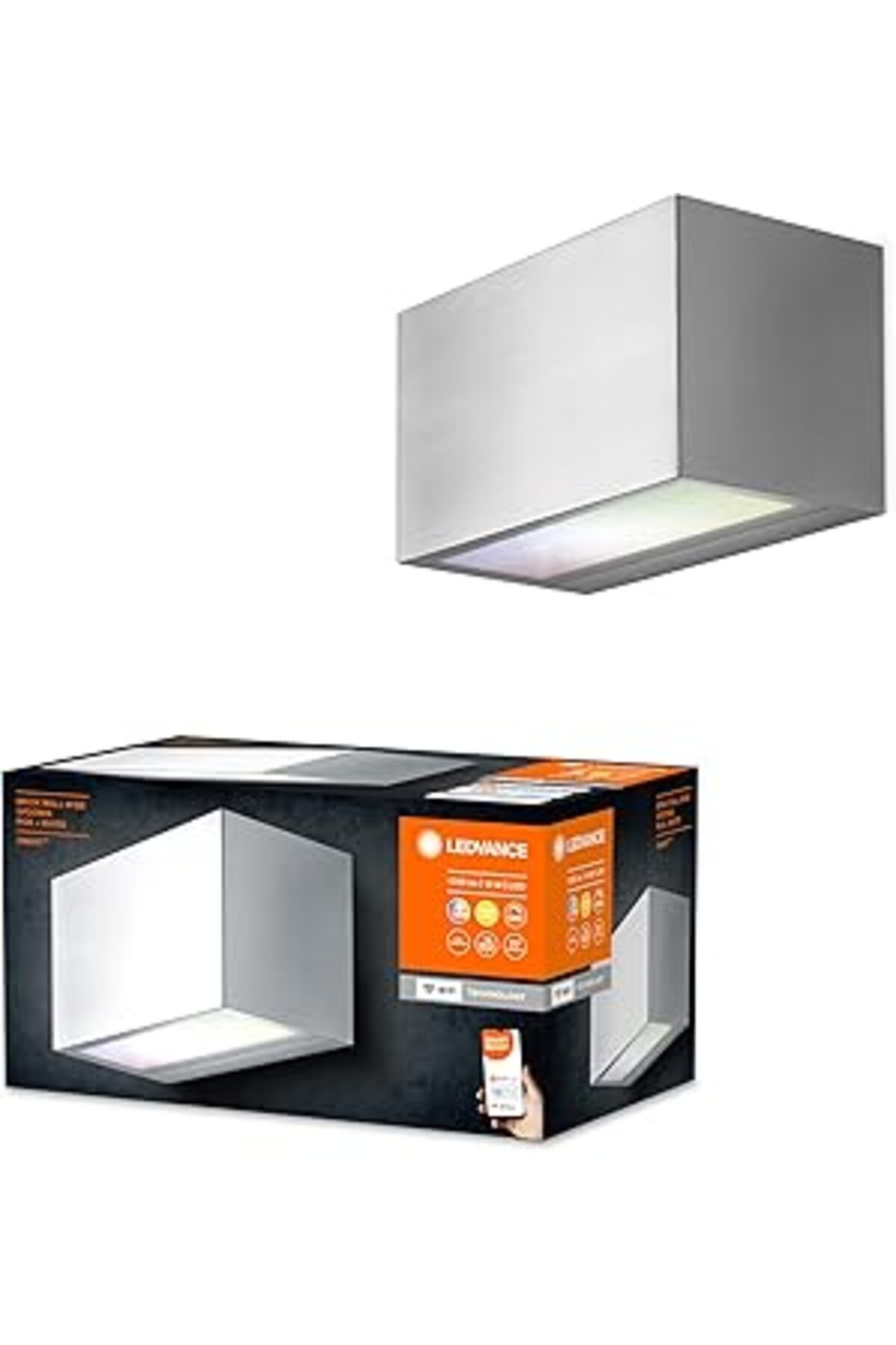 Pazarcan Ledvance Smart+ Wi-Fi Brick St Rgbw 14,5 Cm - Kısılabilir Led Duvar Lambası, Koyu Gri, Yüksek Kalit