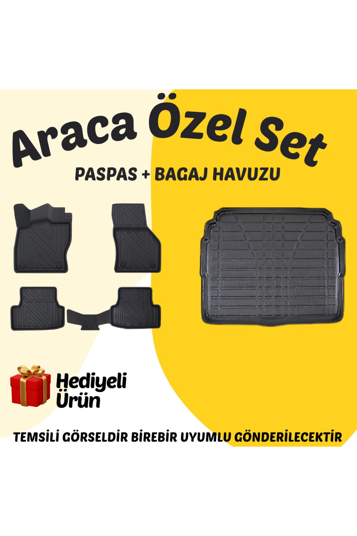 Otogo TESLA MODEL 3 2017 Araca Özel 3D Paspas VE Bagaj Havuzu Set