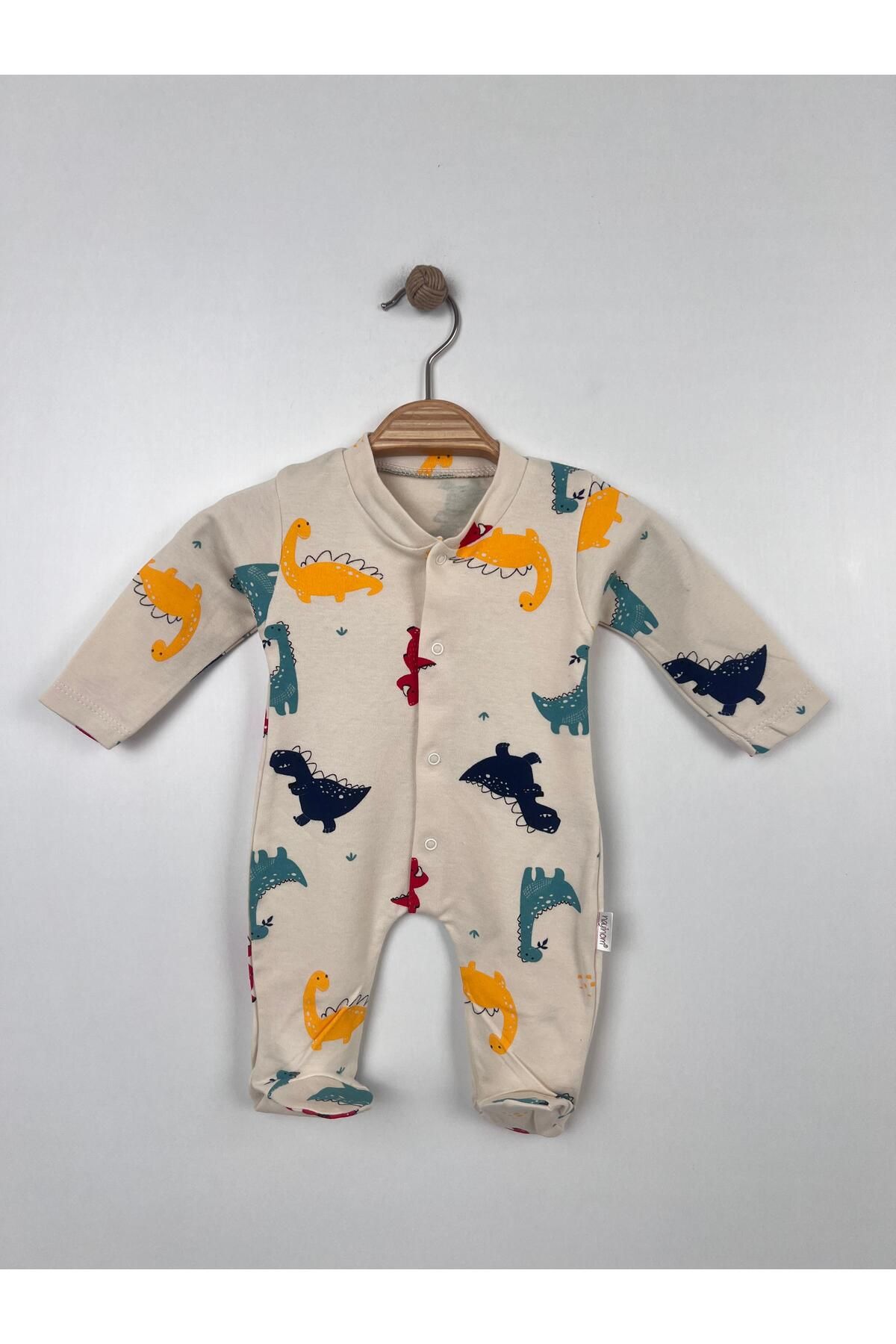 Bebello Kids Erkek Dinozorlu Bebek Takımı – Tulum & Çıtçıtlı Body Hastane Çıkışı