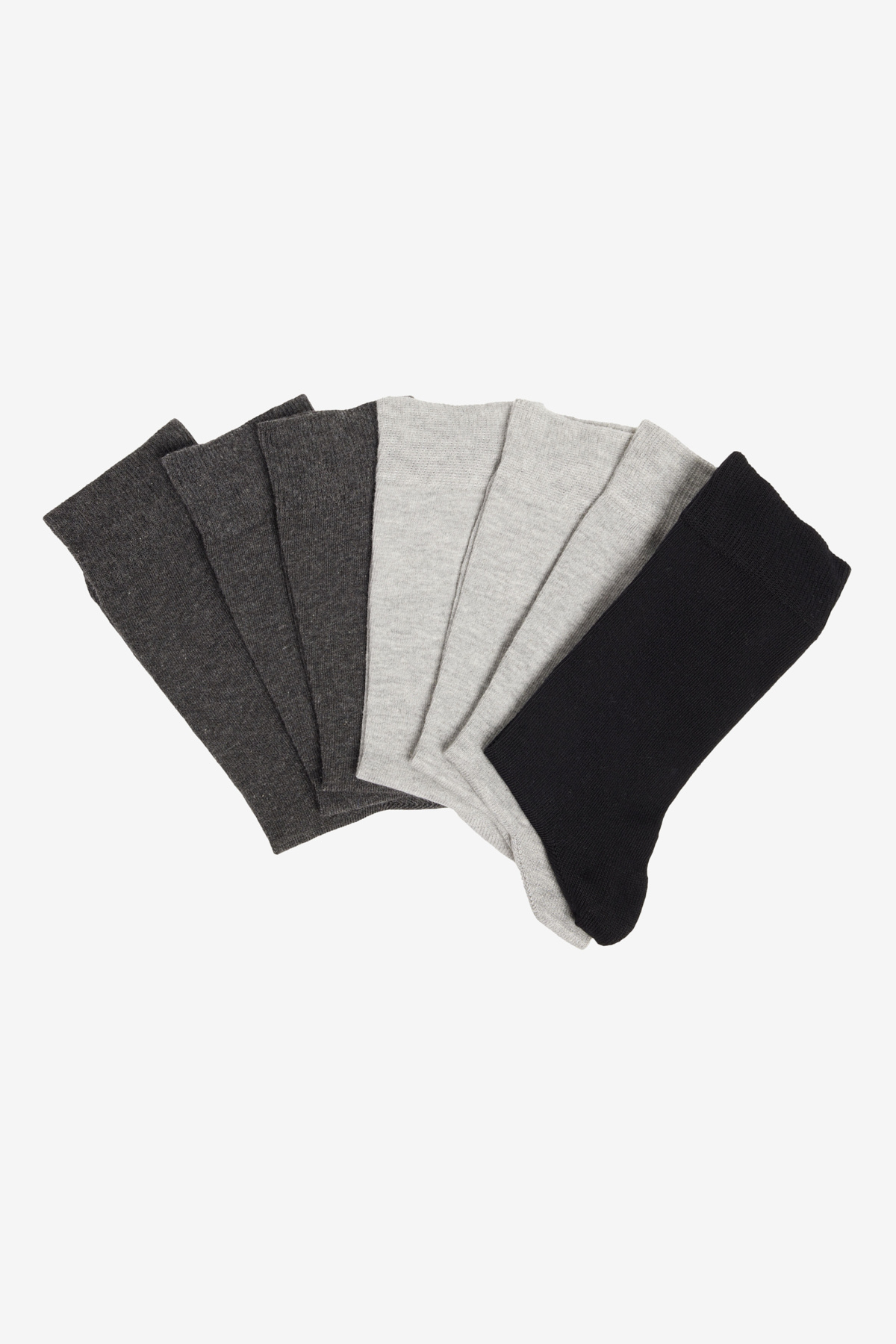 Erkek Siyah-Gri Pamuklu 7'li Paket Esnek Soket Çorap