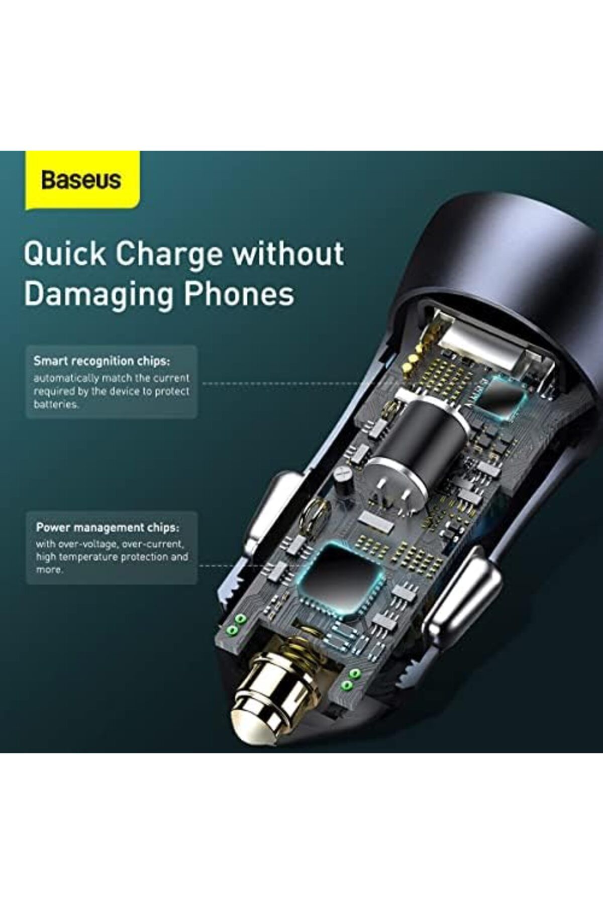 Baseus-شاحن سيارة جولدن كونتاكتور برو ثنائي الشحن السريع U+C 40 وات (مع قاعدة بيانات Baseus Simple Wisdom C) 7
