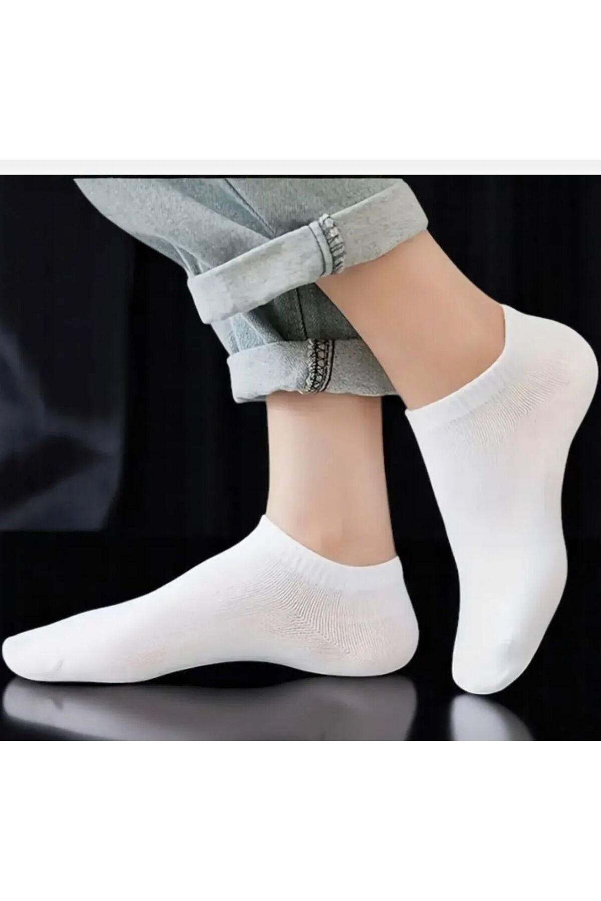 AyganStore Bambu Dikişsiz Erkek Sneakers Görünmez Spor Beyaz Çorap