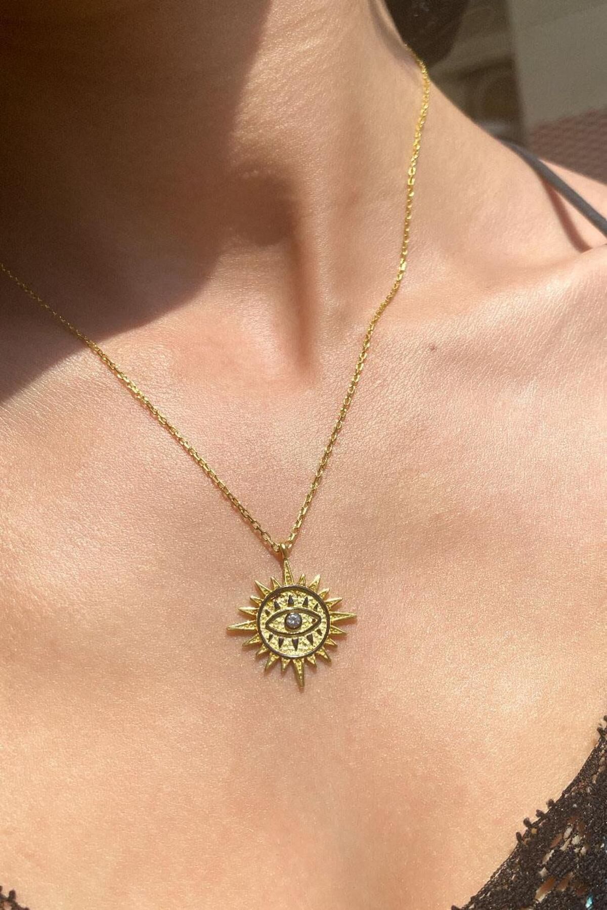 Spossy Silver Jewelry Güneş Tasarım Göz Kolye