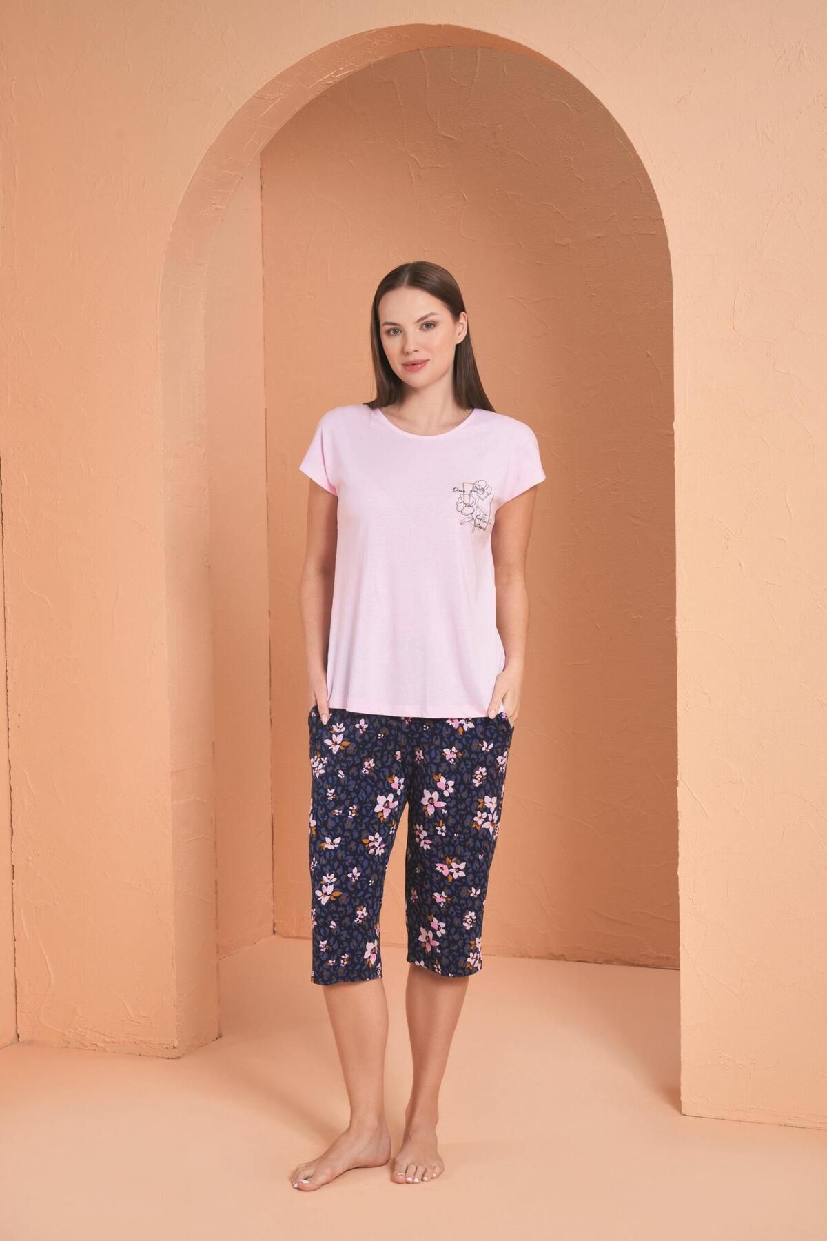 PJS Kadın Pembe Kapri Pijama Takımı 27121