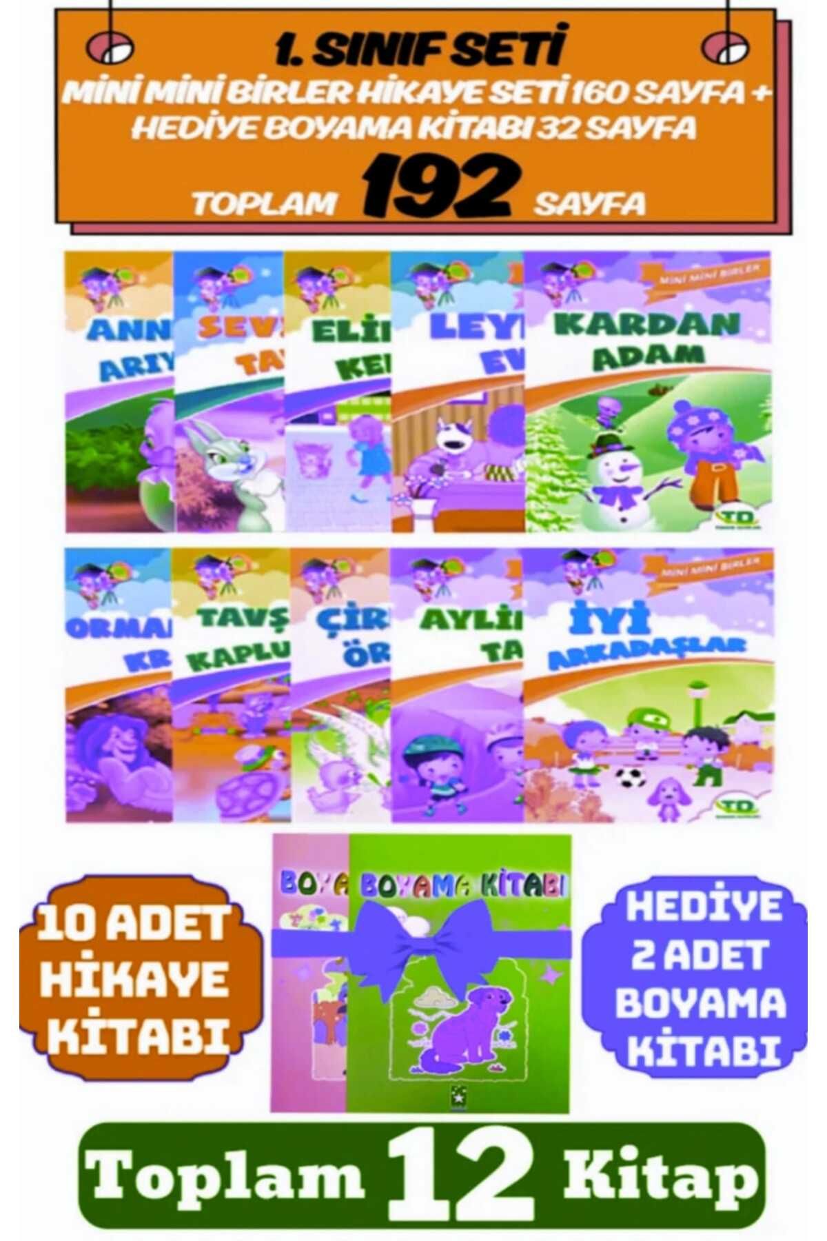 yuka yayıncılık Meb Onaylı Mini Mini Birler Serisi- Kitap 10 LU Hikaye Seti + 2 Lİ BOYAMA