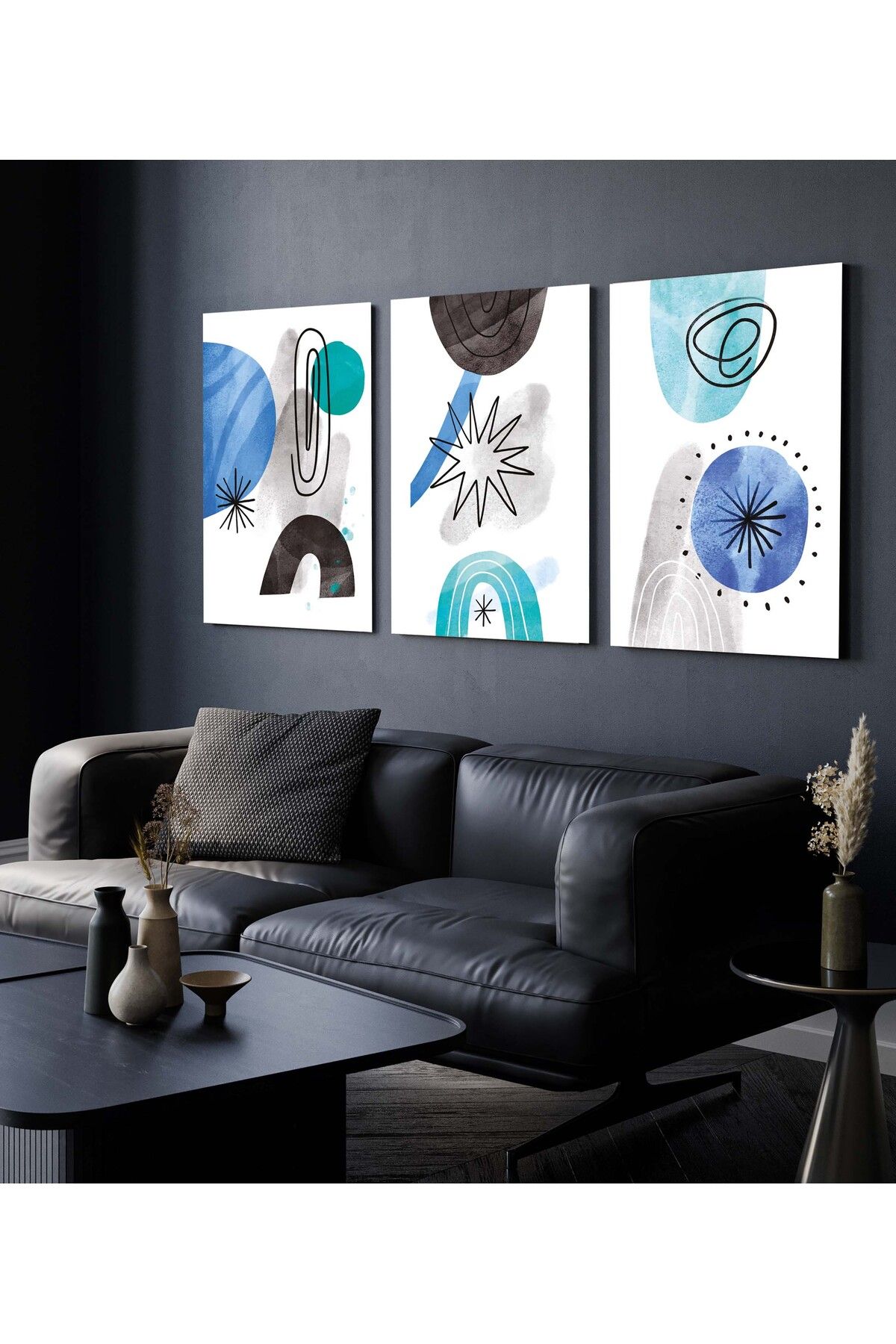 Hagen Çerçeve Görünümlü Mutfak Tablosu 3 lü Tablo Modern Tablo Duvar Tablosu Bohem Tablo Premium Kalite