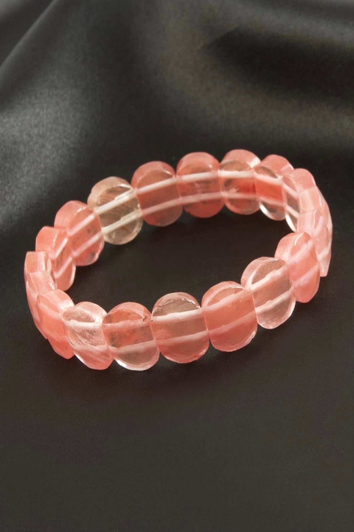 Silahlı Tower Oval Kesim Pembe Kuvars Doğaltaşlı Bileklik