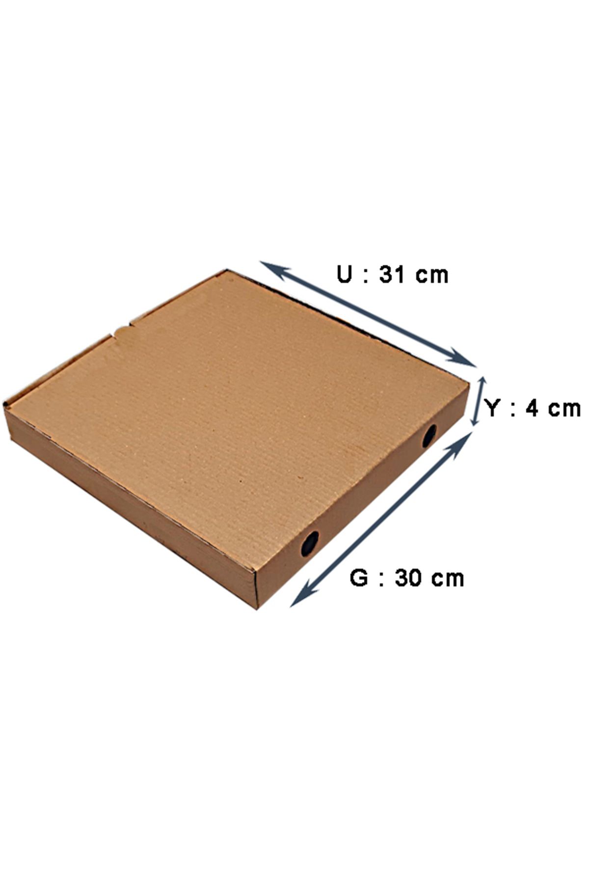 kutucum Kraft Pizza Kutusu 31x30x4 CM Kilitli Karton Gıda Gönderim Kutusu
