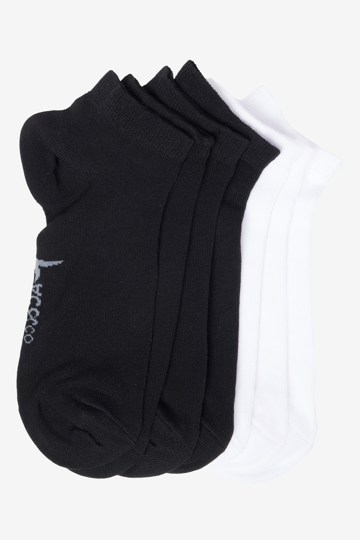 Erkek Siyah-Beyaz Pamuklu 5'li Paket Esnek Patik Çorap