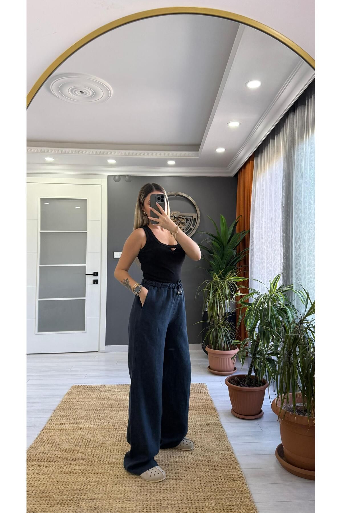 SEVİNÇ GÜNGÖR Organik keten pant Lacivert