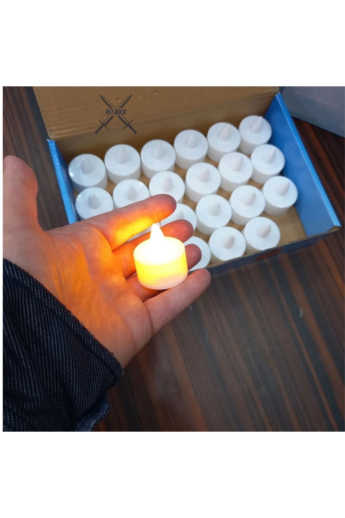 Pet Rock Led Mum Mum 12 Adet Tealight Mum Led Işıklı Dumansız Pilli Led Mum