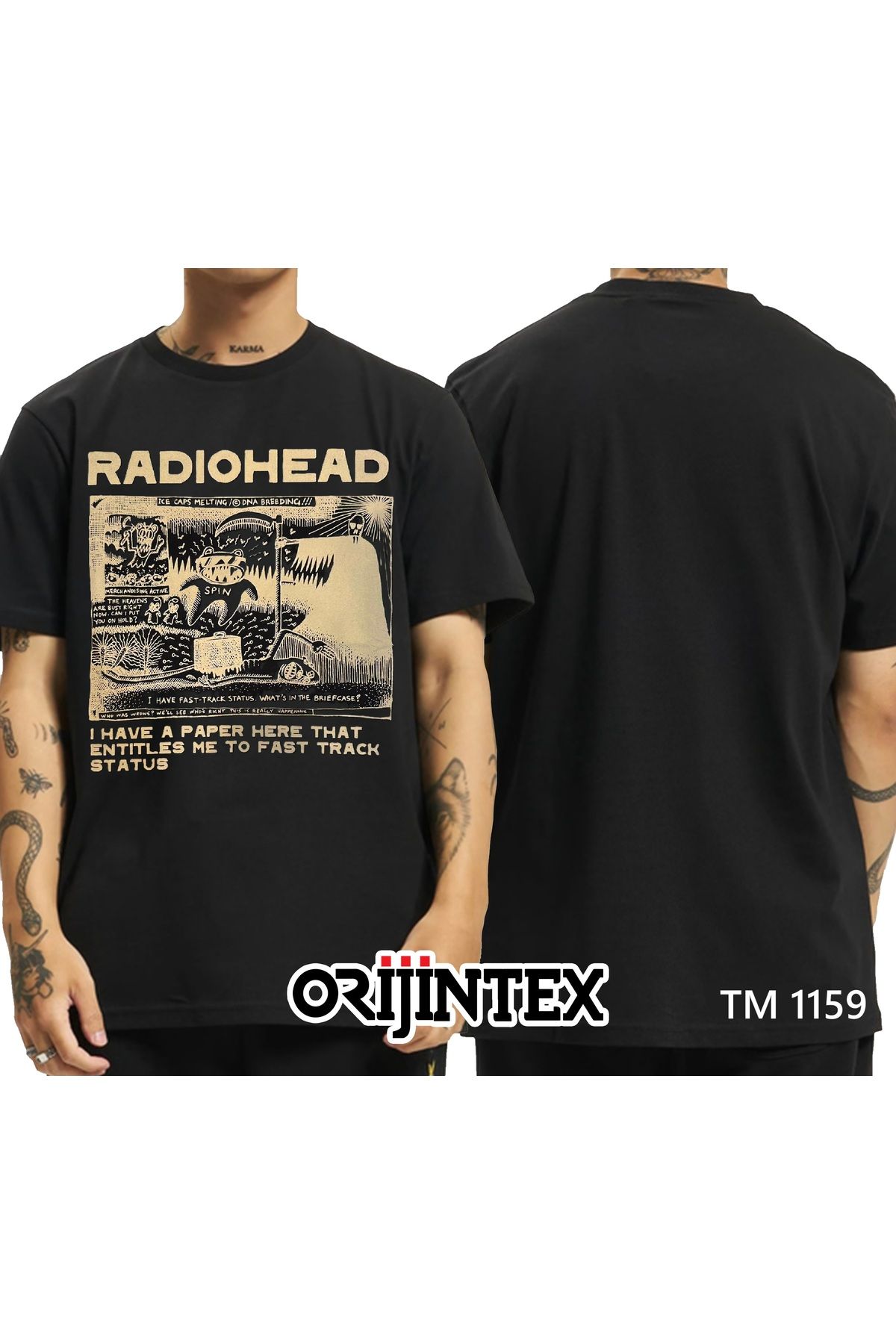 orijintex Radiohead Dna Breeding Baskılı Unisex Siyah Tshirt