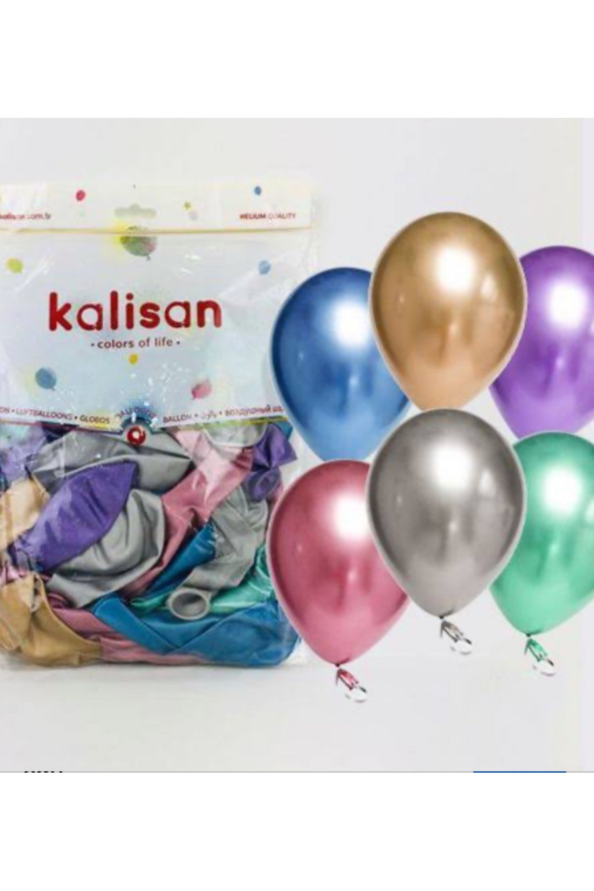 Çemrek Süs Parti Kalisan Krom Balon Karışık Renk 50 li Paket 12 inç