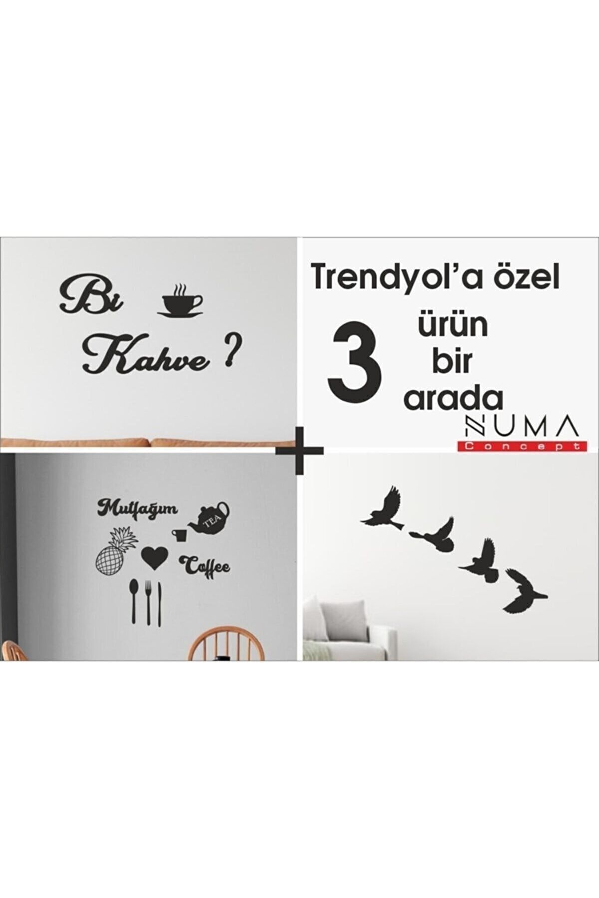 Elioure Şık 4'lü Kuş Duvar Dekoru Seti, Siyah Modern Tasarım
