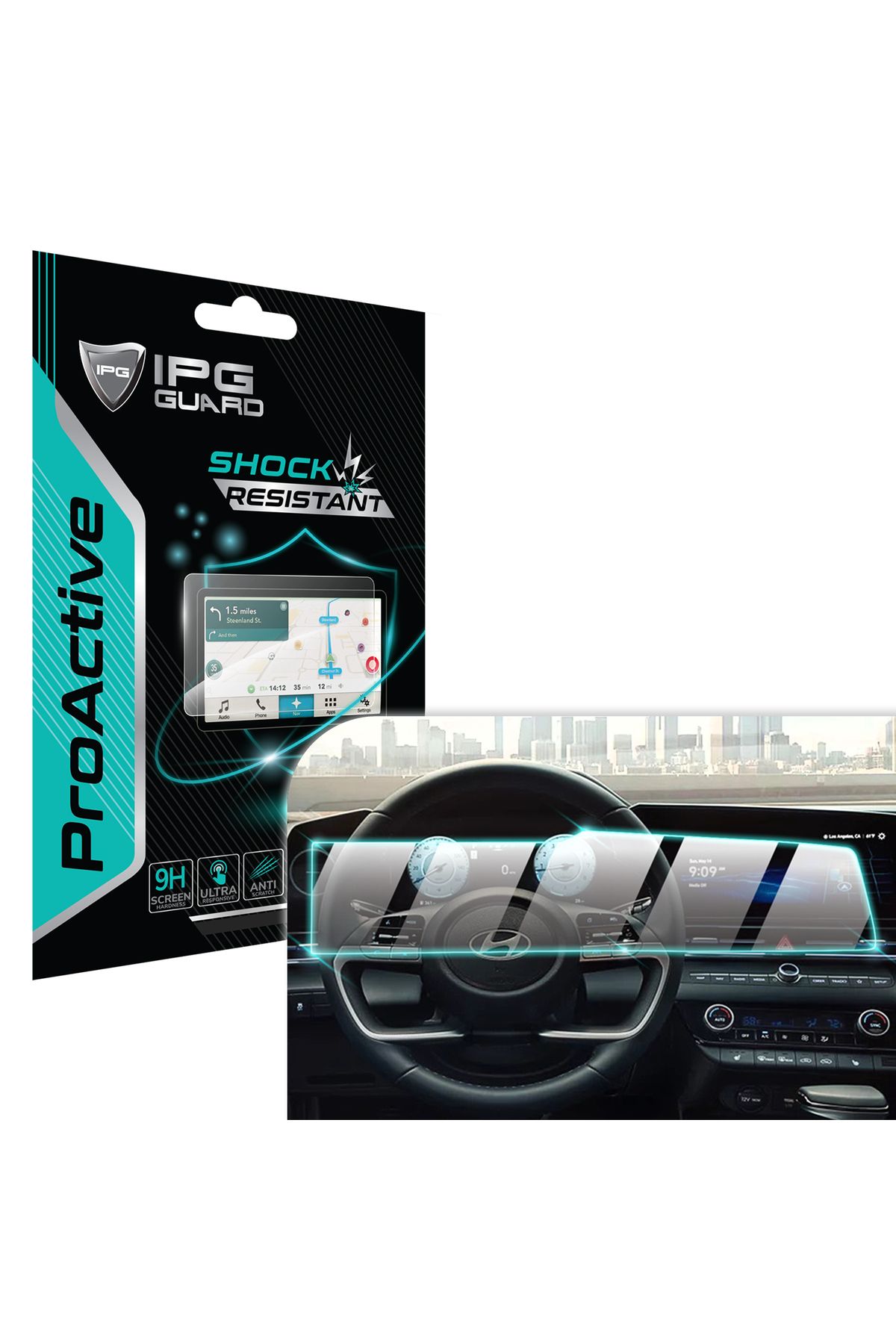 Ipg Hyundai '25 Elantra Uyumlu 10.25" Navi + Gösterge (Tek Parça) 9H Nano IPG ProActive Ekran Koruma