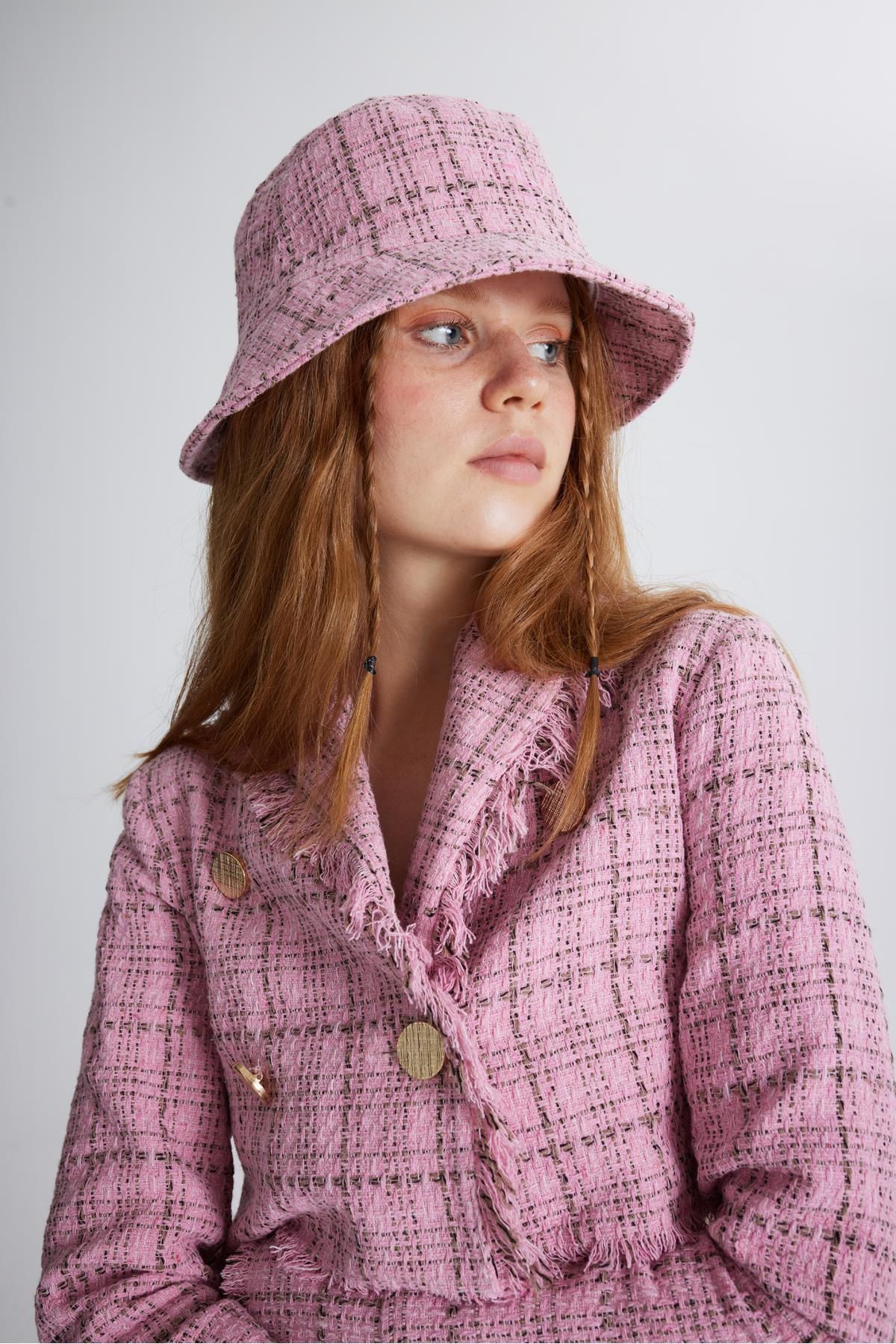 Markano Tweed Bucket Şapka Pembe