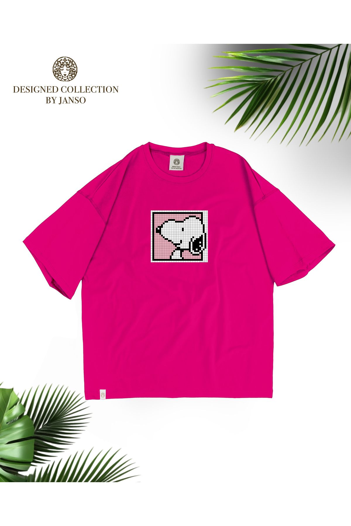 JANSO GROUP KADIN PAMUKLU BASKILI Anime DOG KISA KOLLU TSHIRT OVERSİZE BÜYÜK BEDEN