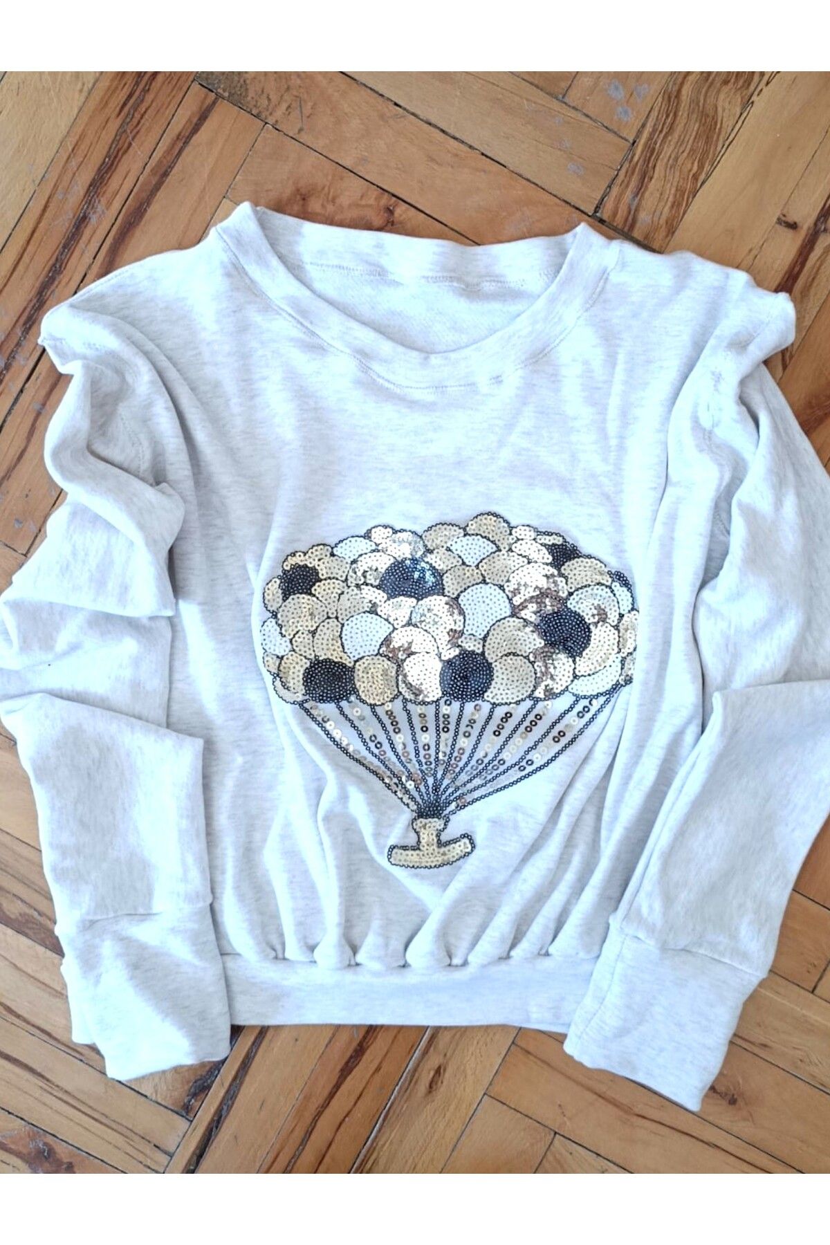 SADECE SEN DE PAYETLİ BASKILI SWEATSHİRT OVERSİZE KALIP/ÜÇ İPLİK ŞARDONLU YUMUŞAK PENYE KUMAŞ