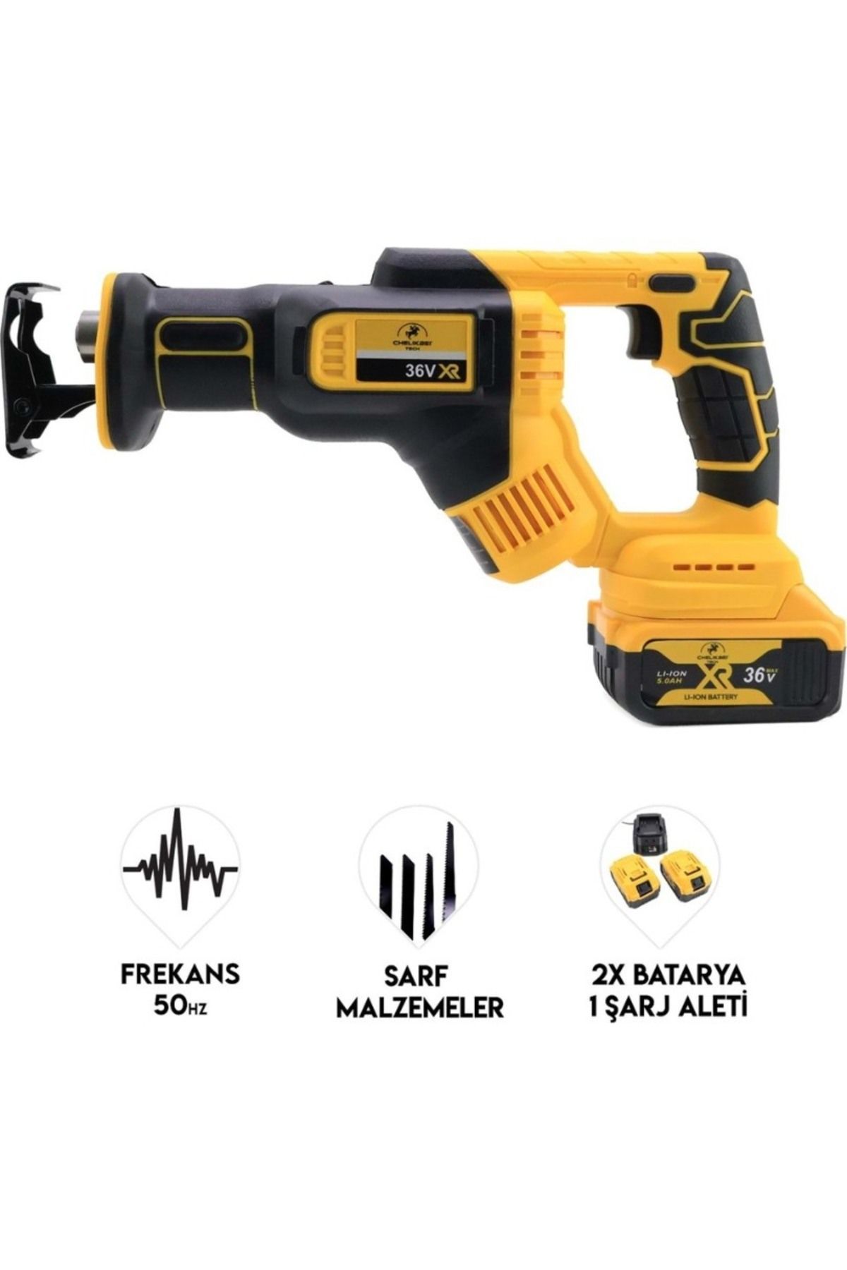 adden CHELİKBEİ ADN0576 Şarjlı Tilki Kuyruğu Testere 36V 5Ah Çift Akülü 0–3000RPM