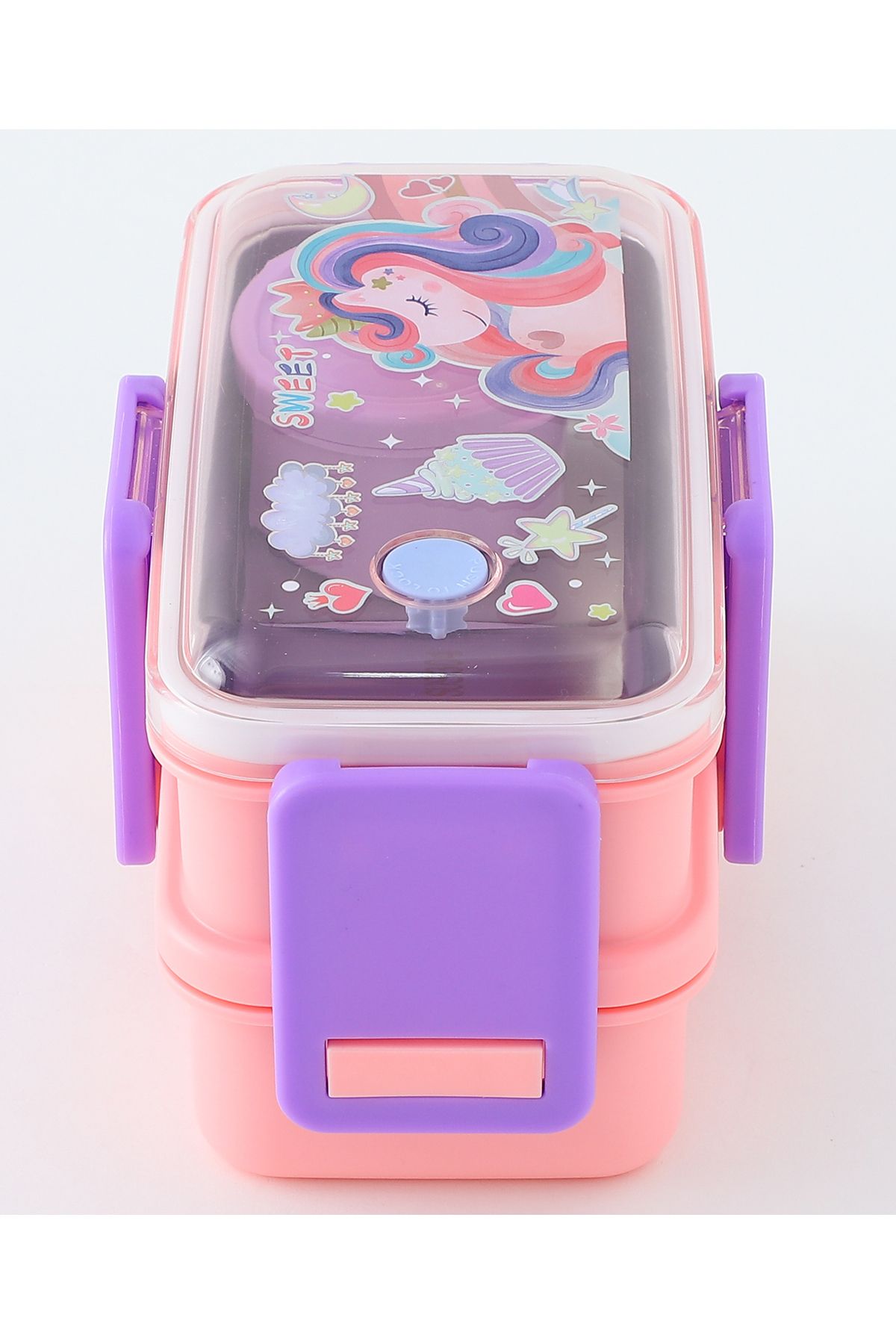 Fab N Funky-Unicorn Themed Lunchbox, Two Layers, Compact, Lightweight, 3 Years+, 18.5 x 10.8 x 11.1 cm - Pink 6