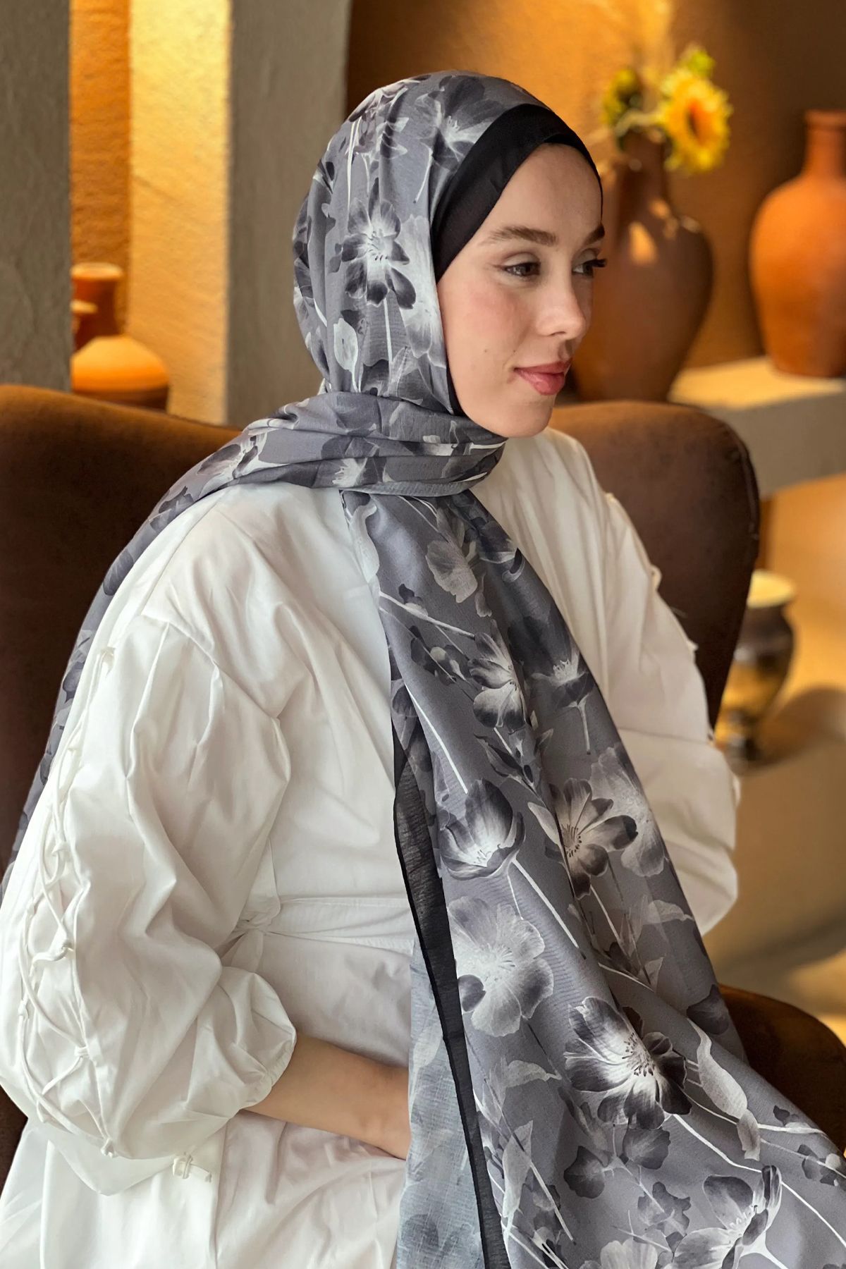 Tesettür Diyarı Fiori Desen Lina Şal