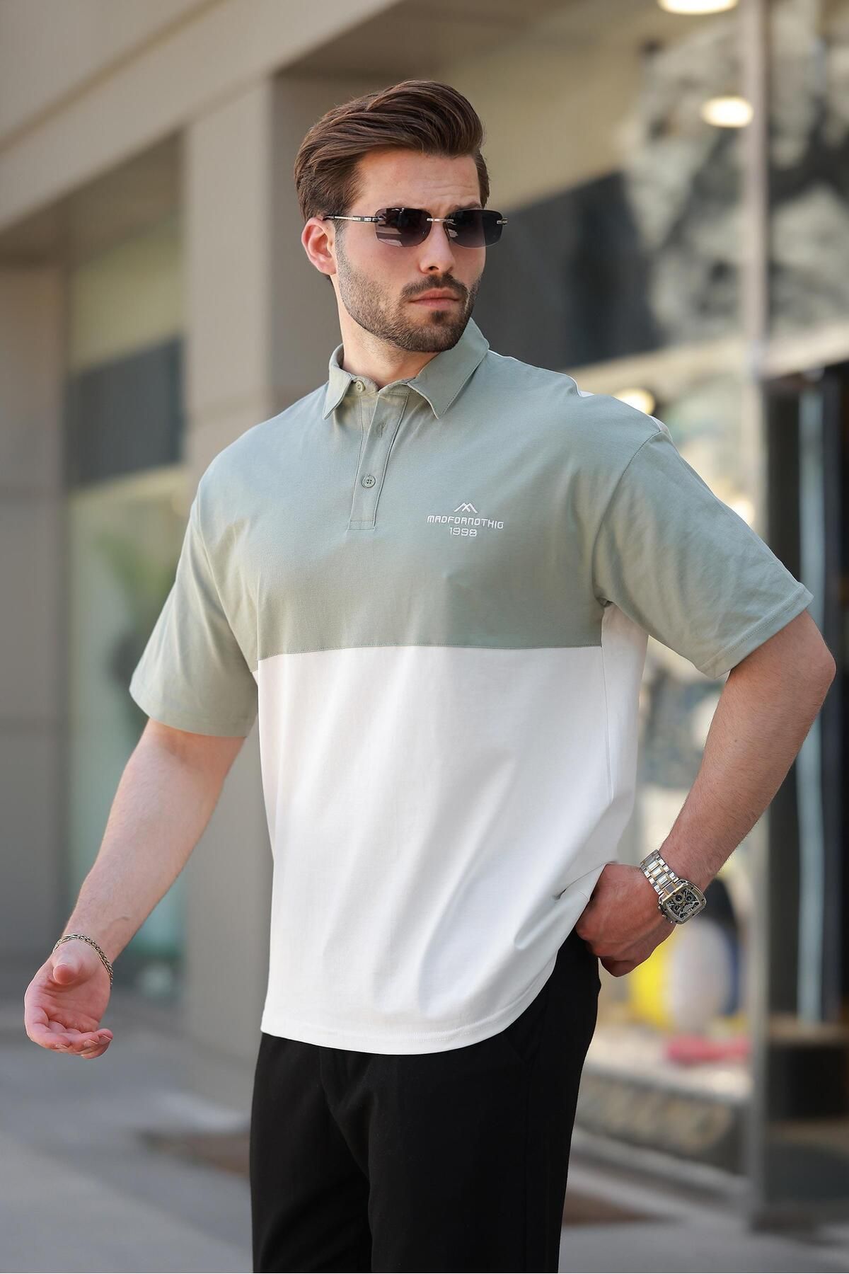 Madmext Ekru Polo Yaka Erkek Tişört E7116