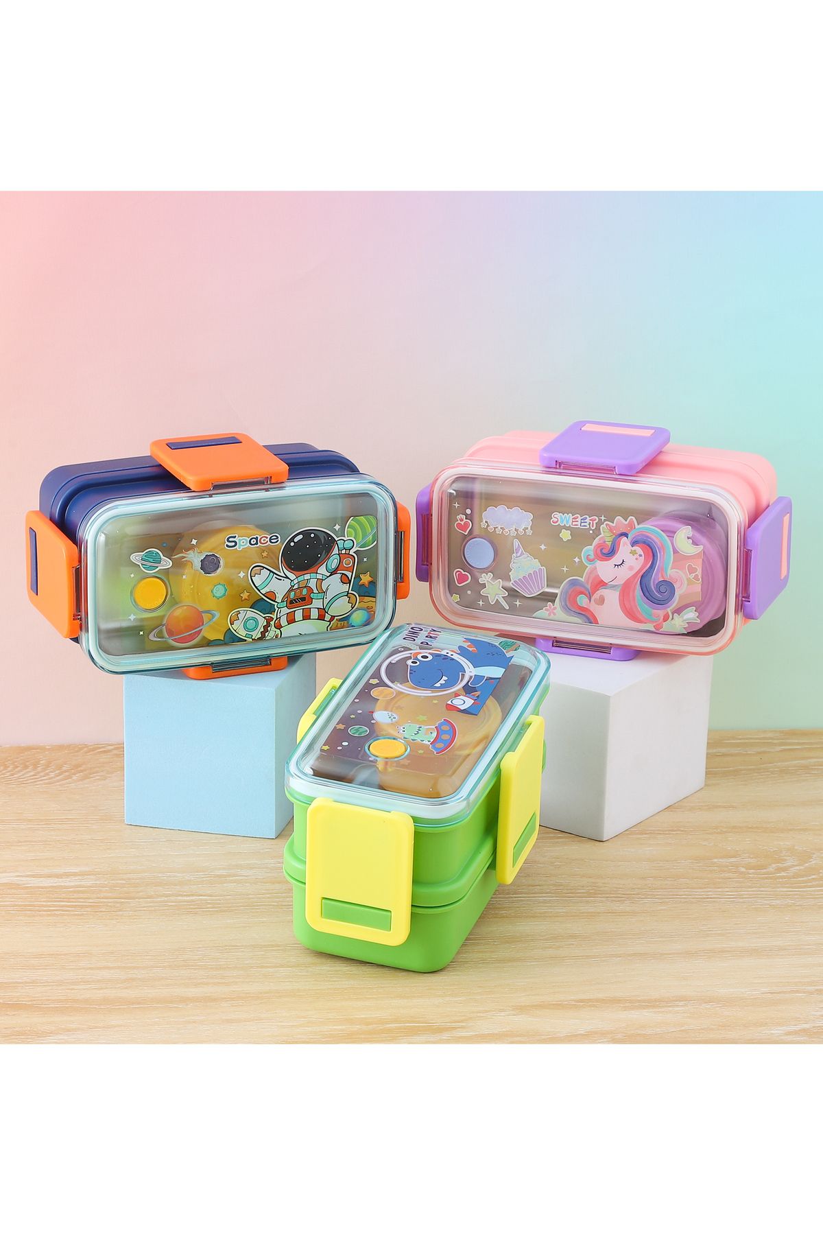 Fab N Funky-Unicorn Themed Lunchbox, Two Layers, Compact, Lightweight, 3 Years+, 18.5 x 10.8 x 11.1 cm - Pink 4