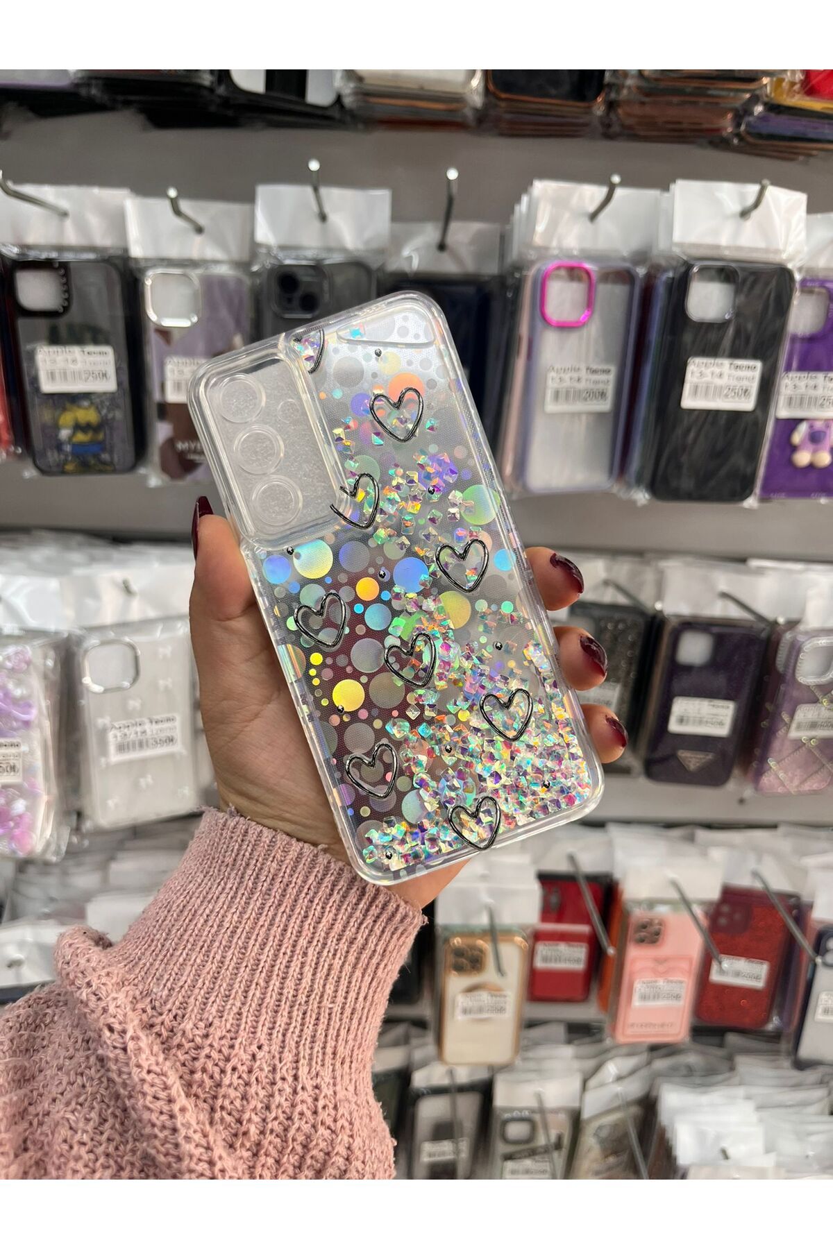 TECNOTREND Galaxy A34 sıvı parıltılı Hologramlı şeffaf silikon kılıf