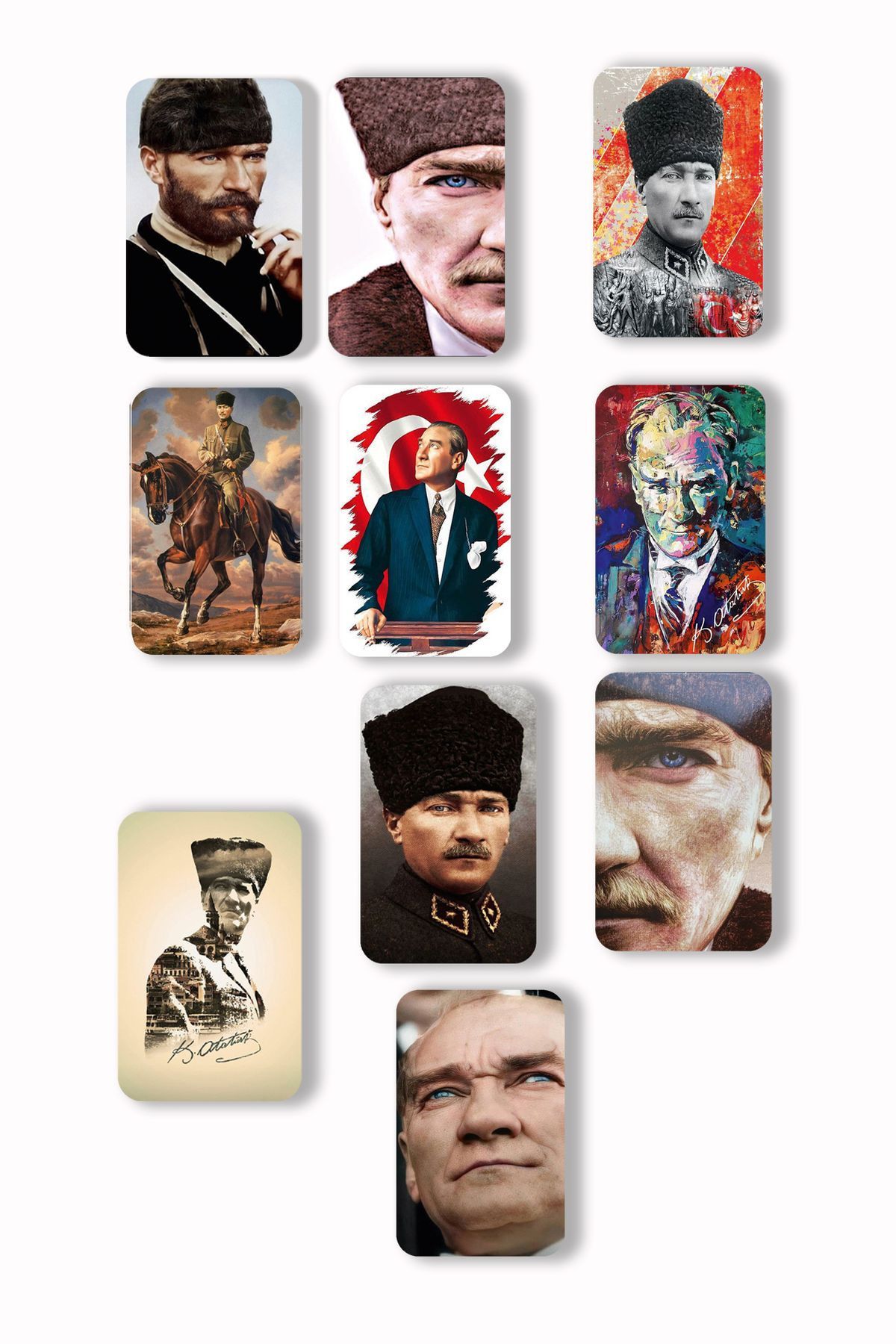 Elioure Renkli Atatürk Temalı Buzdolabı Süsü 10 Parça, Dekoratif ve Şık Hediye Seti