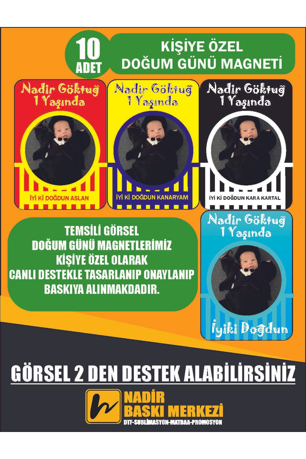 Elioure Kişiye Özel Magnetler 6x9cm, 10 adet, doğum, sünnet, parti temalı, bebek ve çocuk hediyesi