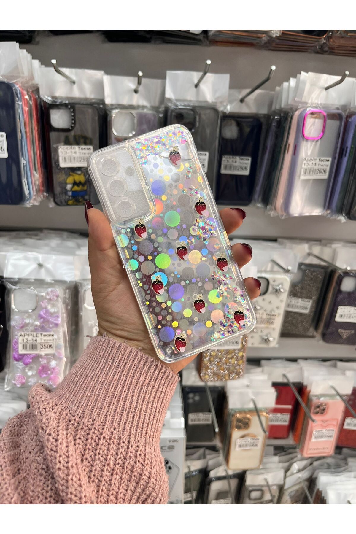 TECNOTREND Galaxy A34 sıvı parıltılı Hologramlı şeffaf silikon kılıf