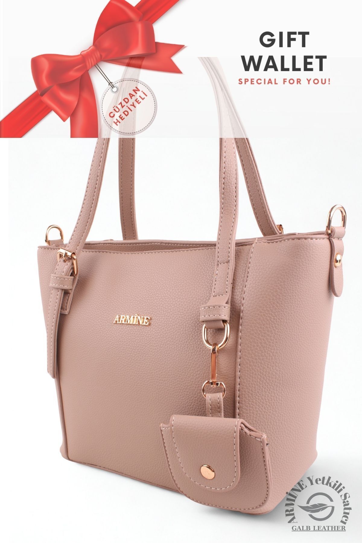 Armine Orijinal Armine Günlük Kullanıma Uygun Premium Kalite Kadın Omuz Çantası Vizon +1 349