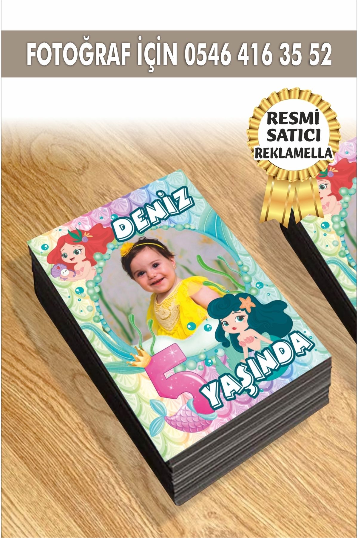 Elioure Kişiye Özel Resimli Deniz Kızı Doğum Günü Magnetleri 7x5 Cm 10 Adet