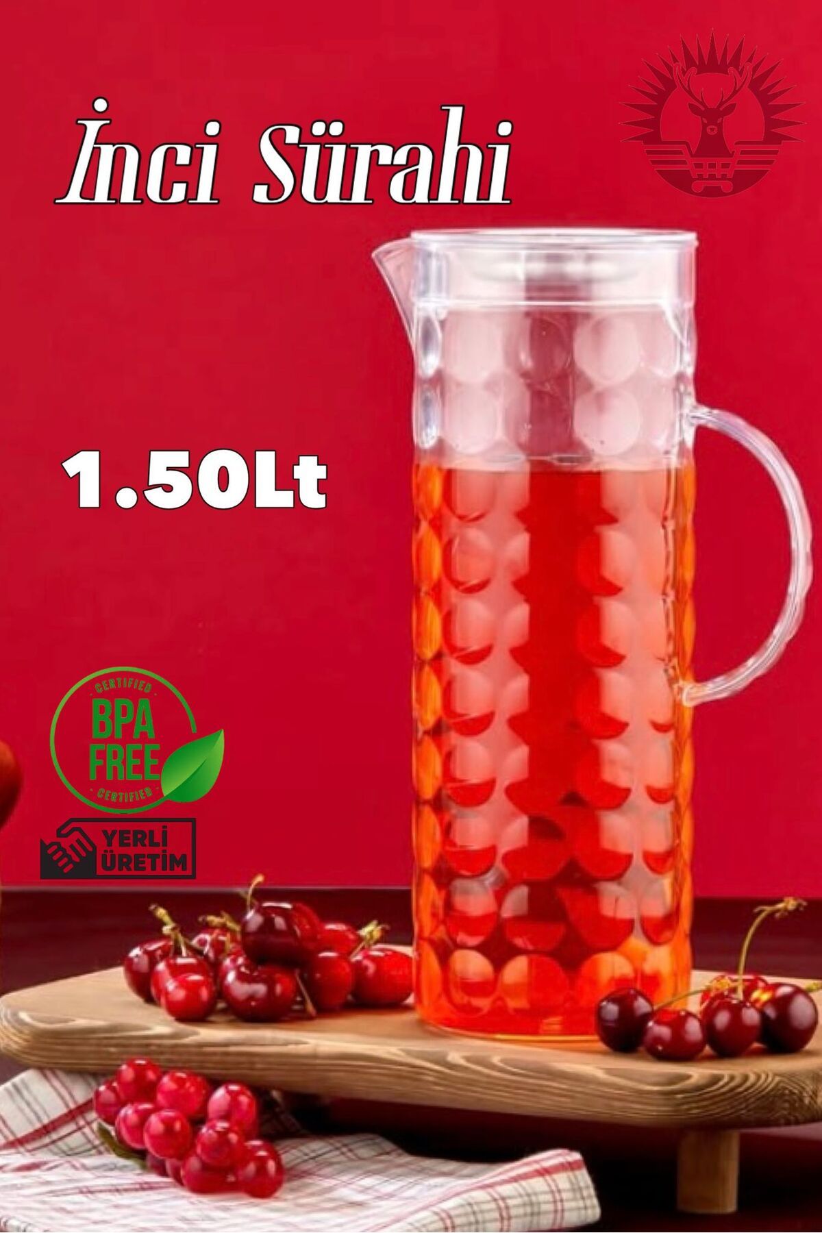 KaraWent Home Şeffaf 1.50Lt İnci Sürahi Mika | Su Meşrubat İçecek Sürahisi KRW-13