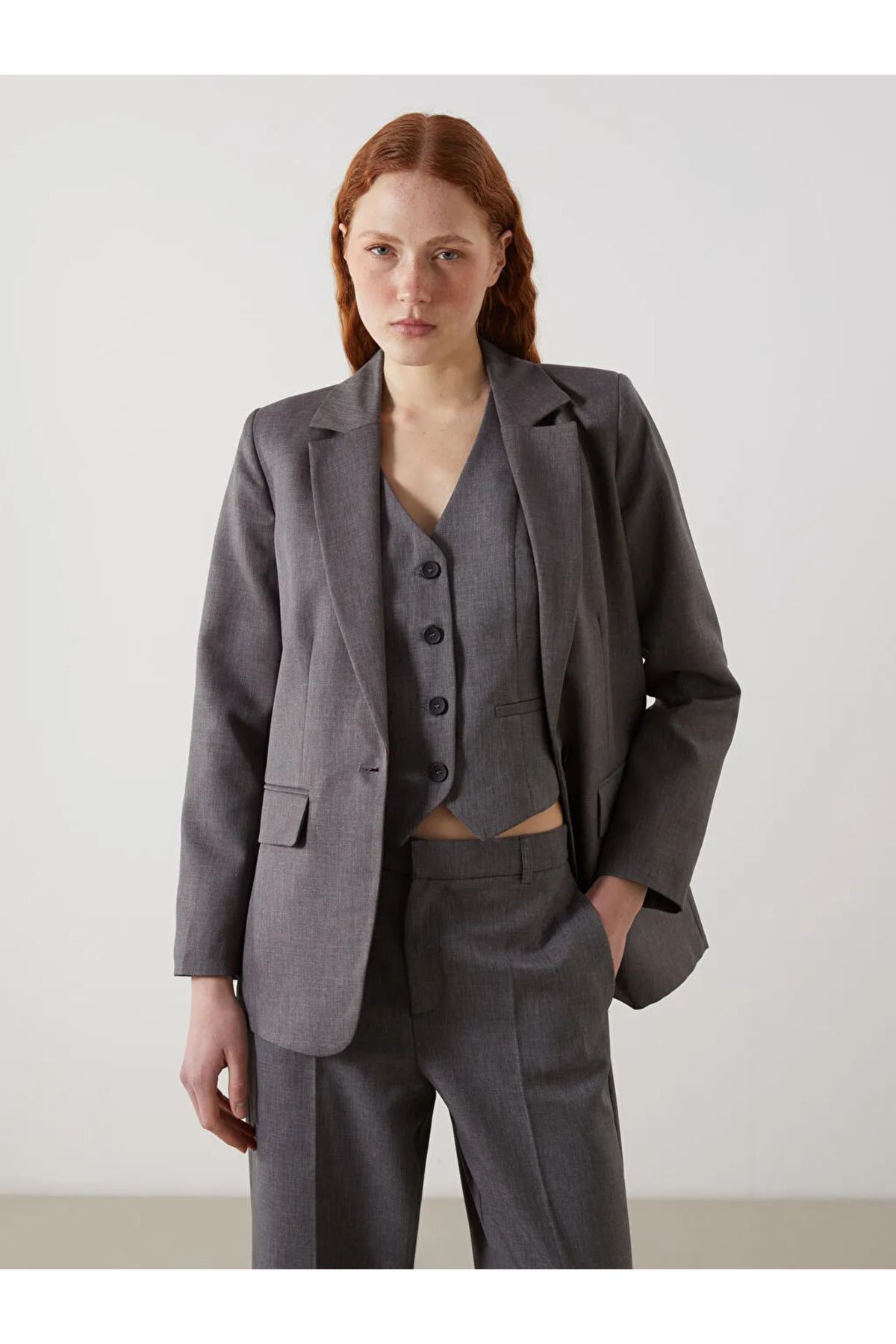 LC Waikiki LCW Vision Gri Kadın Blazer Ceket
