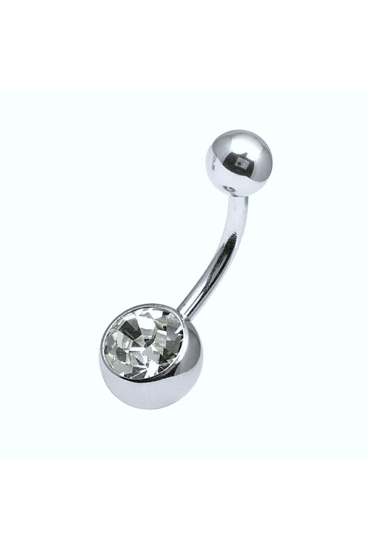 Mashkitoshki Taşlı Göbek Piercing 316L Cerrahi Çelik 10 mm Gümüş renkli belly piercing