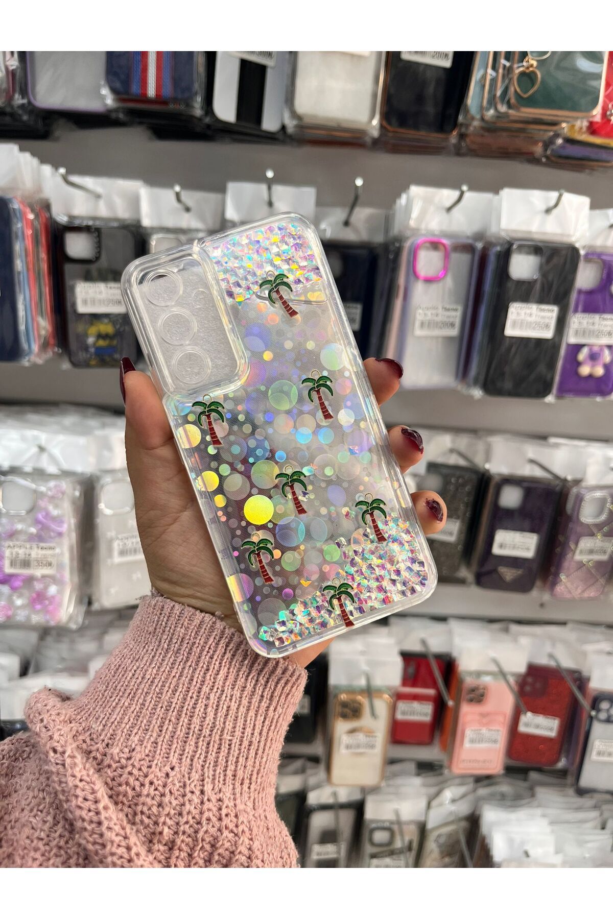 TECNOTREND Galaxy A54 sıvı parıltılı Hologramlı şeffaf silikon kılıf