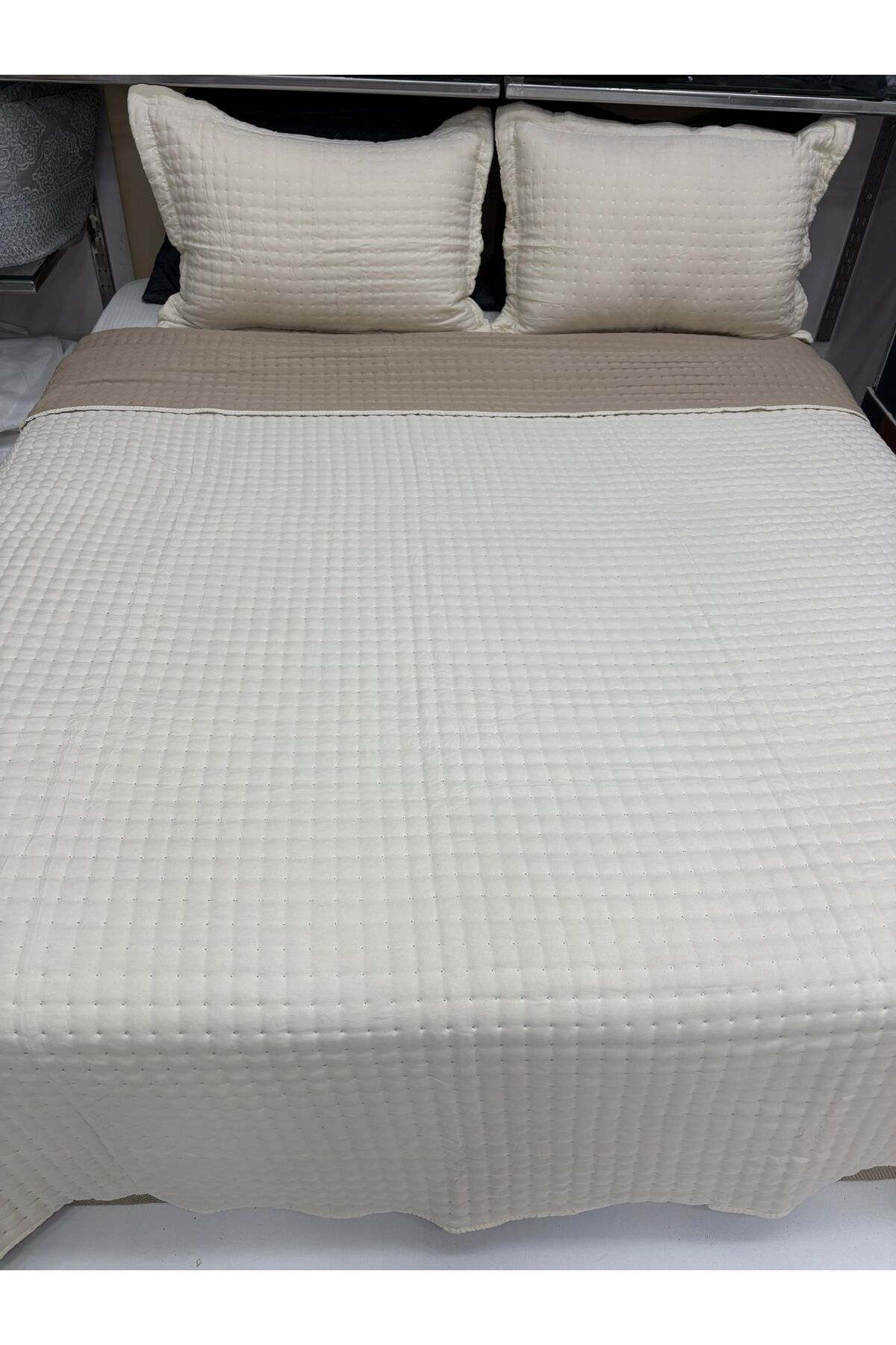 FİBELLA HOME COLLECTİON Çift Taraflı Günlük Nakışlı Yumoş Yatak Örtüsü | %100 Pamuk | 2'li Yastık Kılıfı | Pike Takımı
