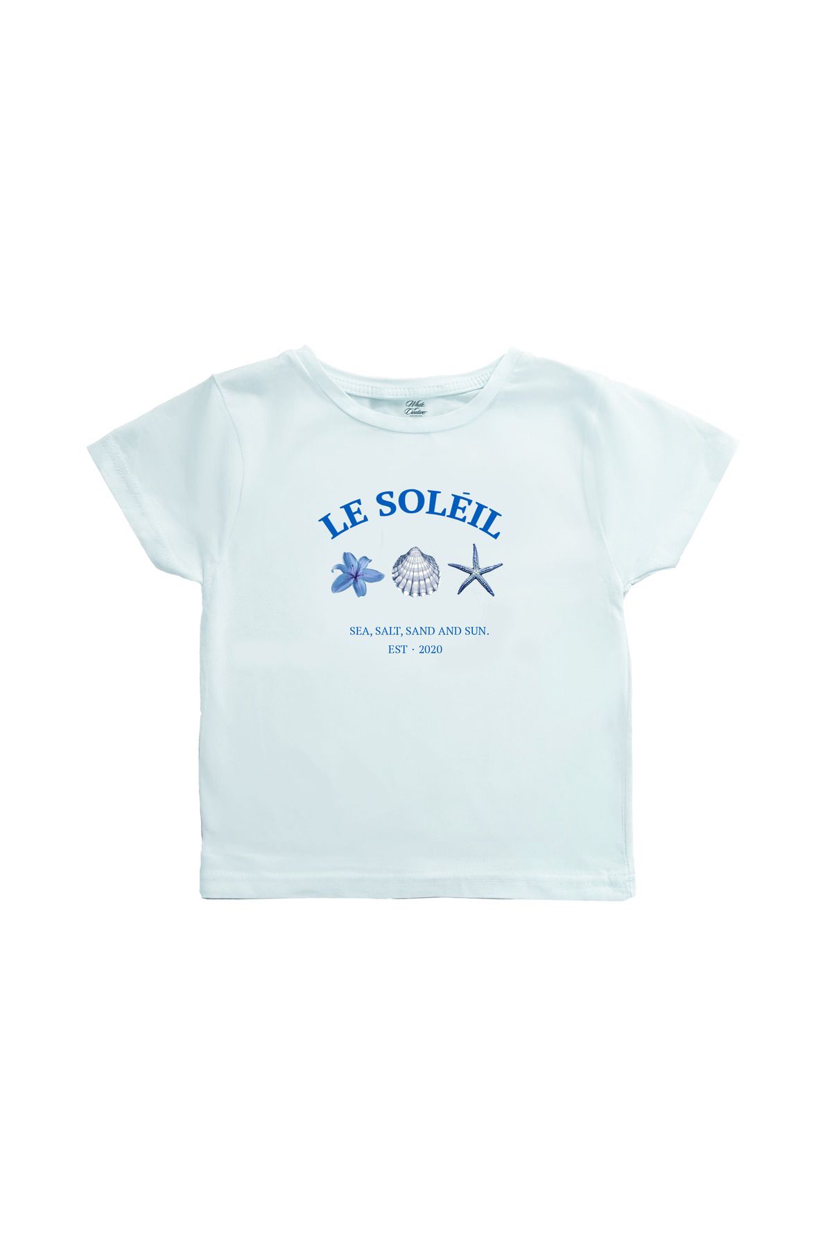 WHITE OF CREATIVE Le Soleil Baby Tee Crop Top