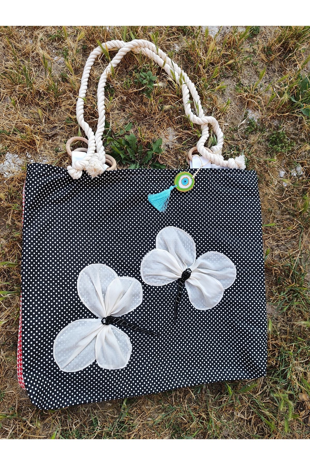 SAHRA BEACHWEAR Kadın Plaj Çantası , Hasır Çanta , Handmade Tasarım Çanta , Yazlık Çanta , El Yapımı Çanta