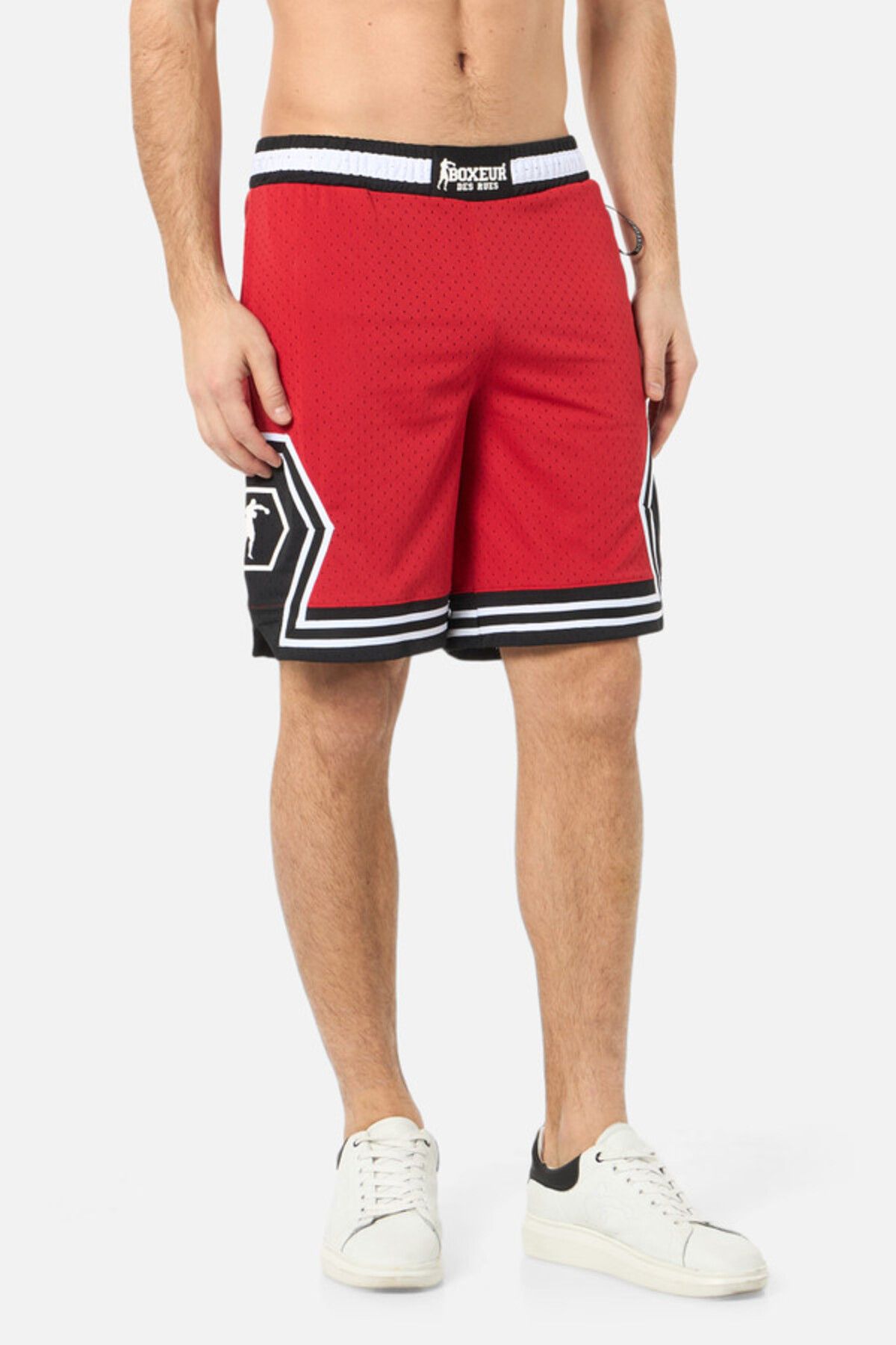 Boxeur Des Rues Black Mesh Short Red