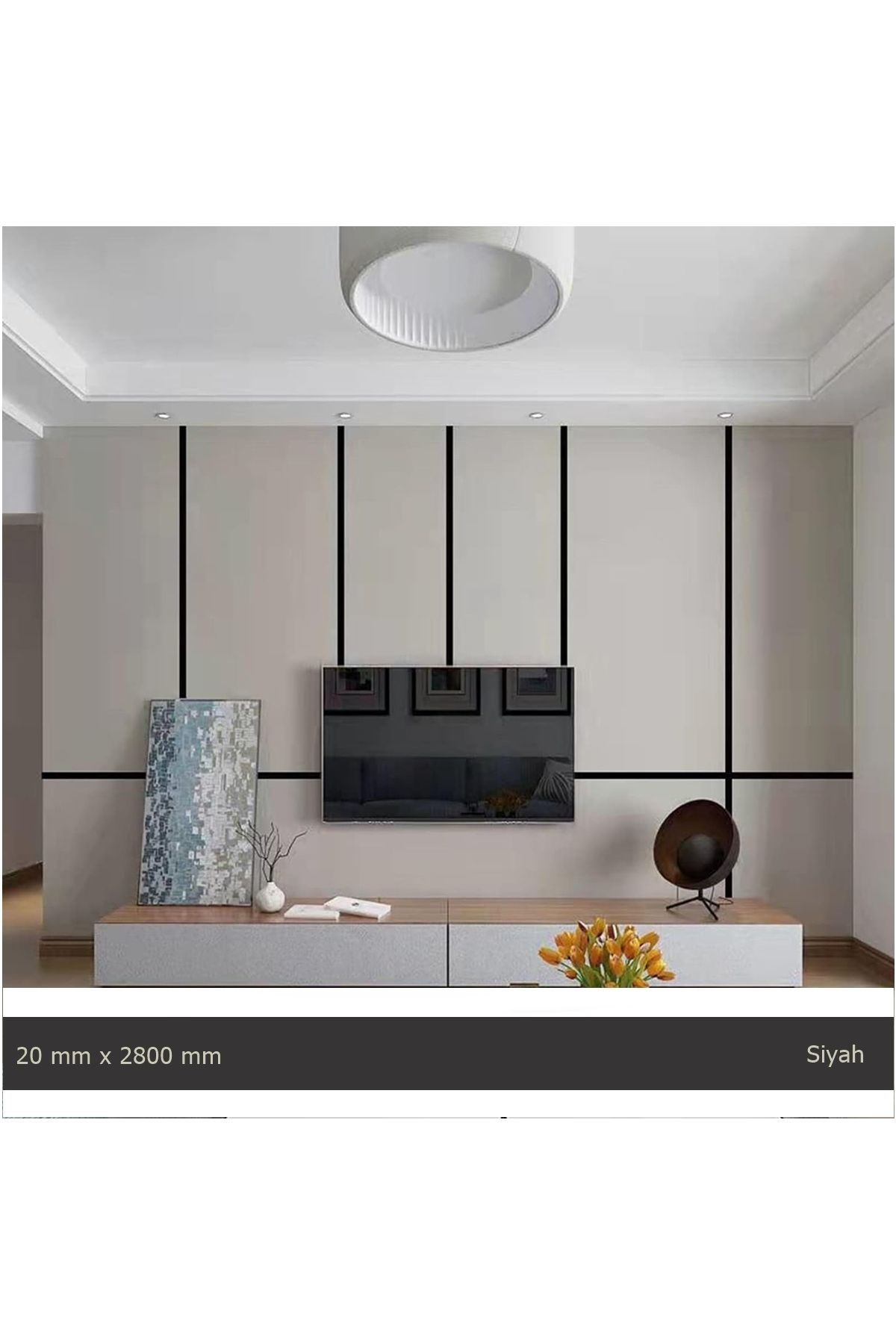Elioure 20 mm x 2800 mm siyah aynalı pleksi şerit, şık mobilya dekorasyonu seçeneği