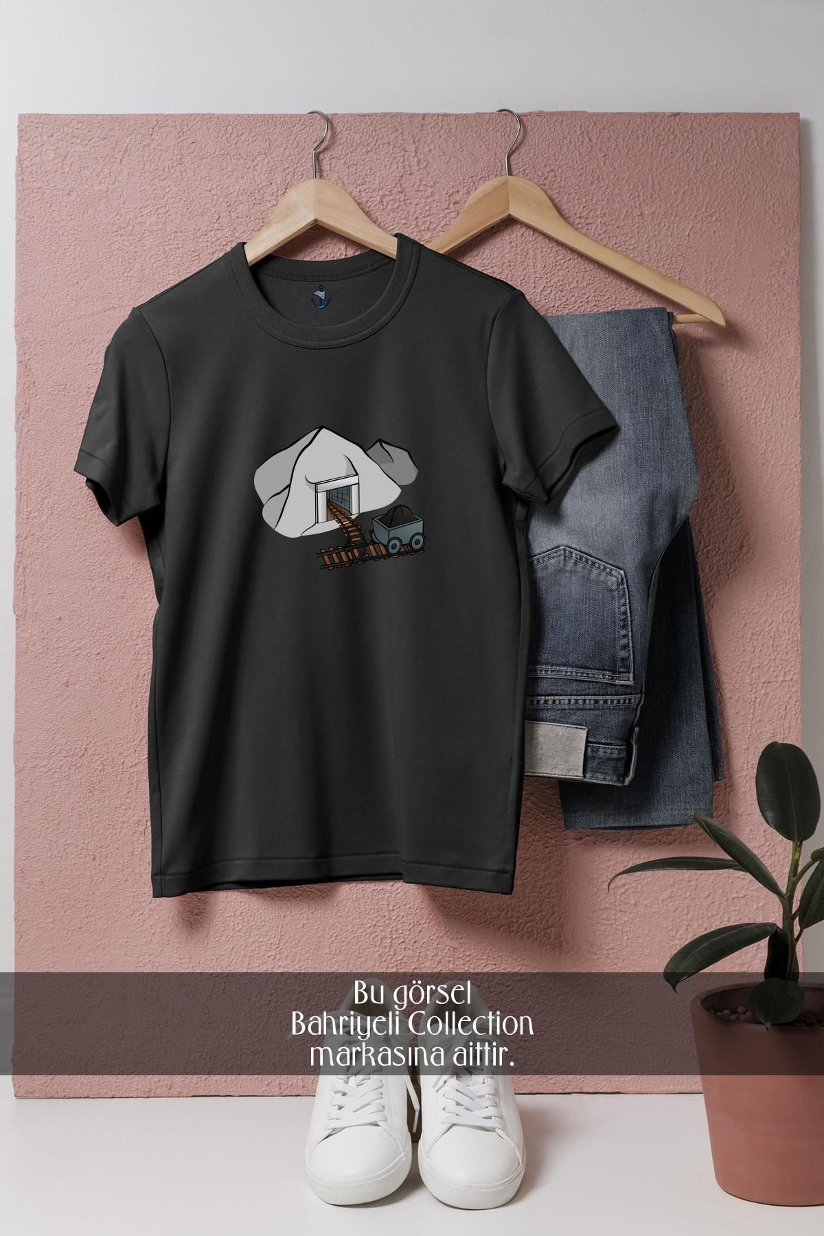 Bahriyeli Collection Oversize Kömür Madeni Tasarımlı Unisex T-Shirt