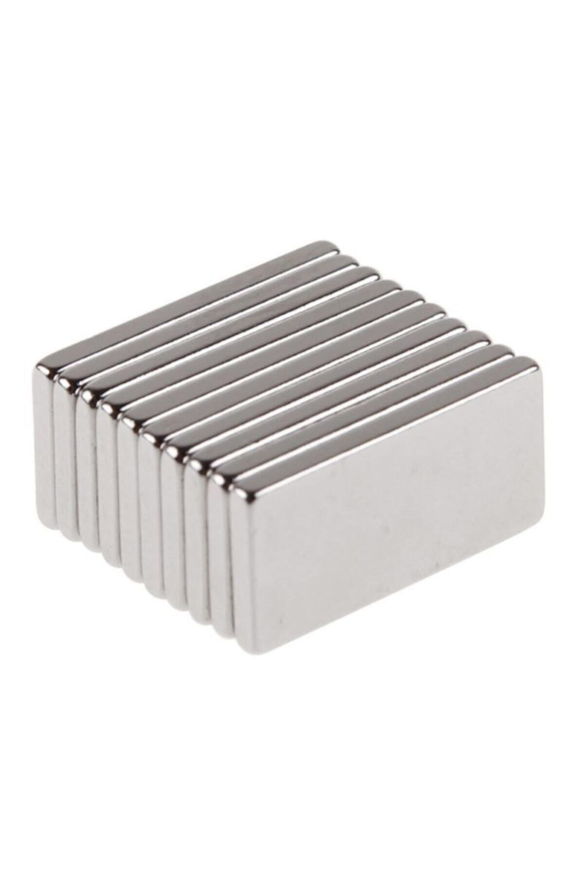 Elioure 10 Adet 20x10x1,5mm Köşeli Güçlü Neodyum Mıknatıs Seti, Gri Renk