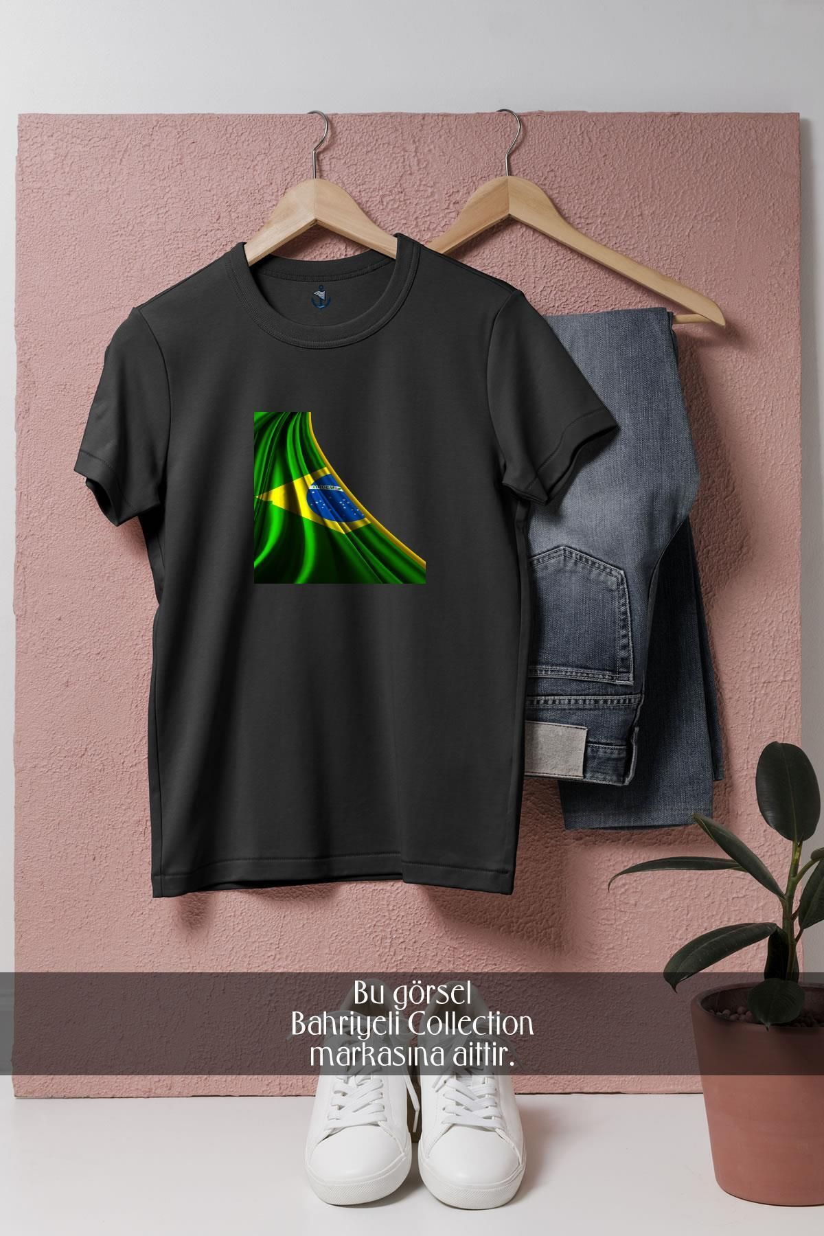 Bahriyeli Collection Oversize Brazil Bayrak Brezilya Tasarımlı Unisex T-Shirt