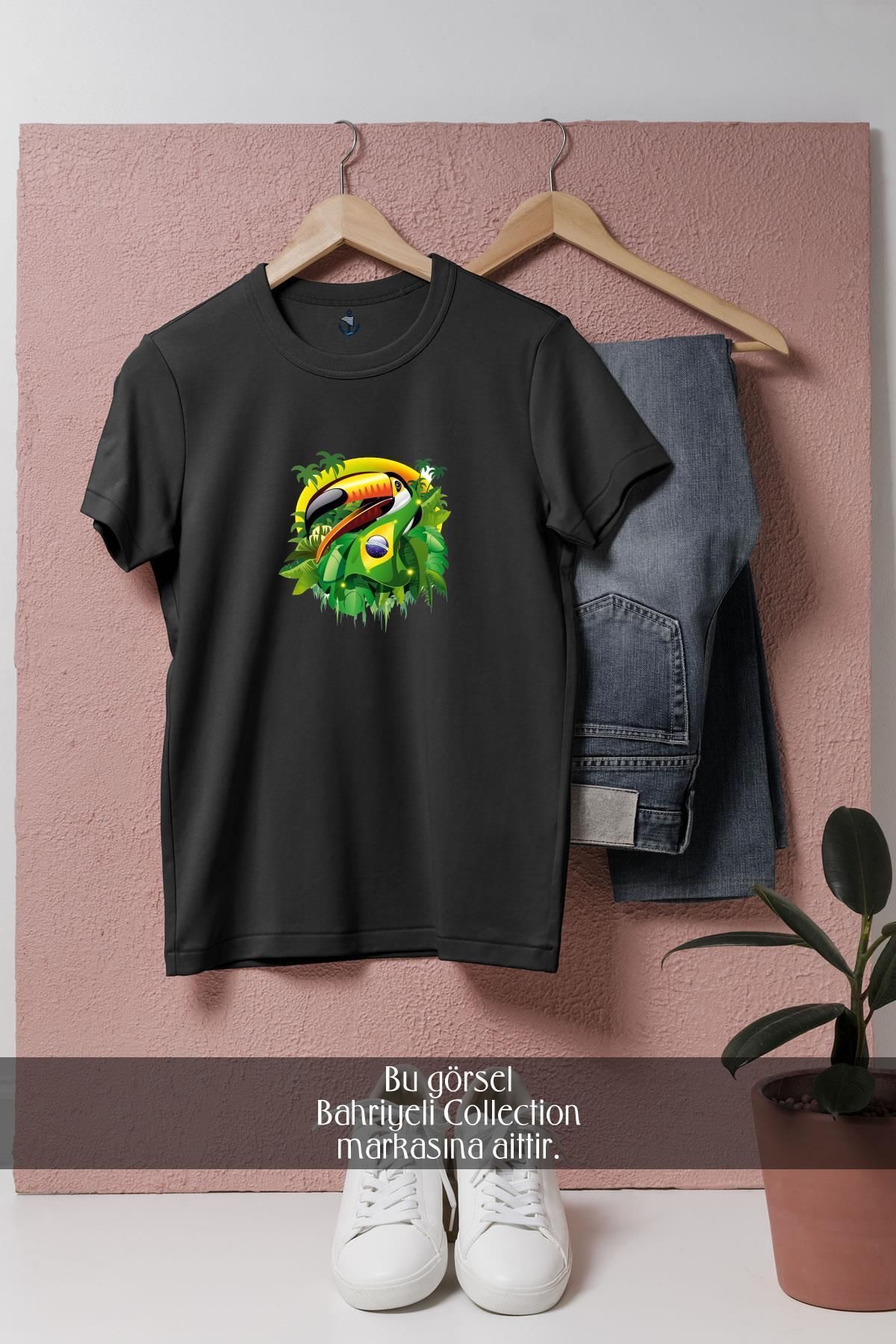 Bahriyeli Collection Oversize Brezilya Papağan Tasarımlı Unisex T-Shirt