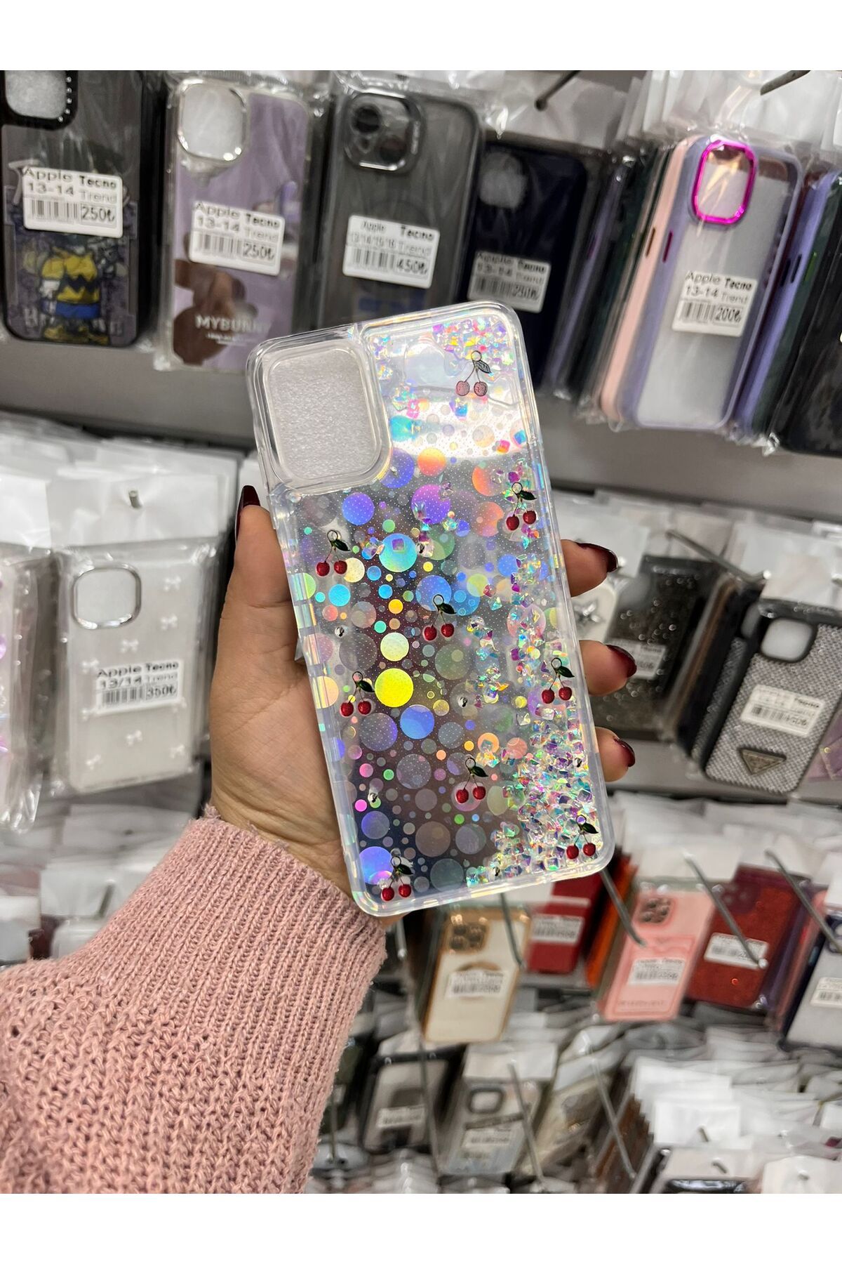 TECNOTREND Galaxy A06 sıvı parıltılı Hologramlı şeffaf silikon kılıf