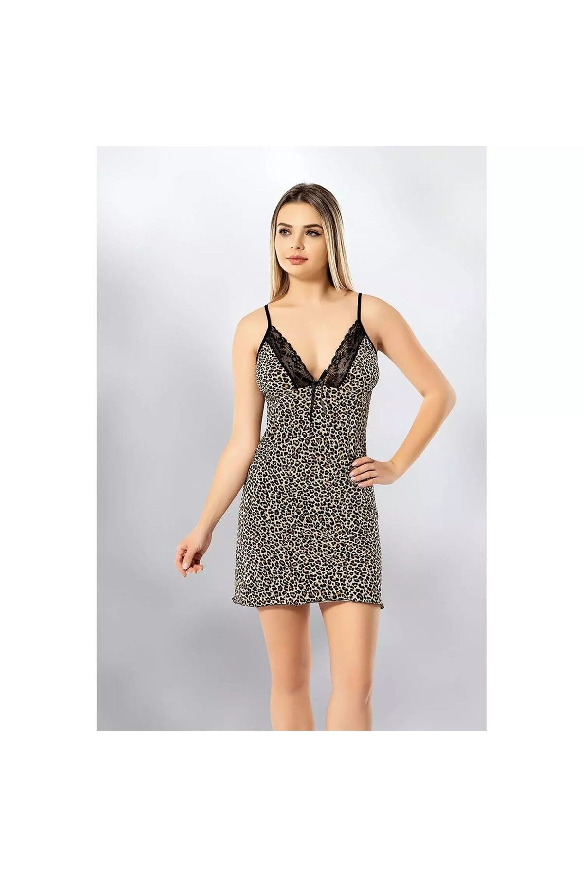 Butik Leopar Modelli Gecelik 6354
